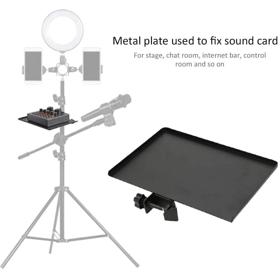 Soporte de Micrófono Cyrank con Bandeja de Metal 20x14cm