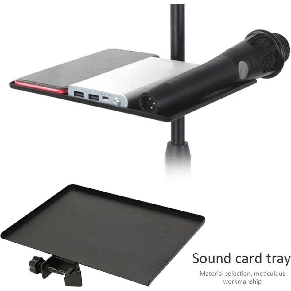 Soporte de Micrófono Cyrank con Bandeja de Metal 20x14cm