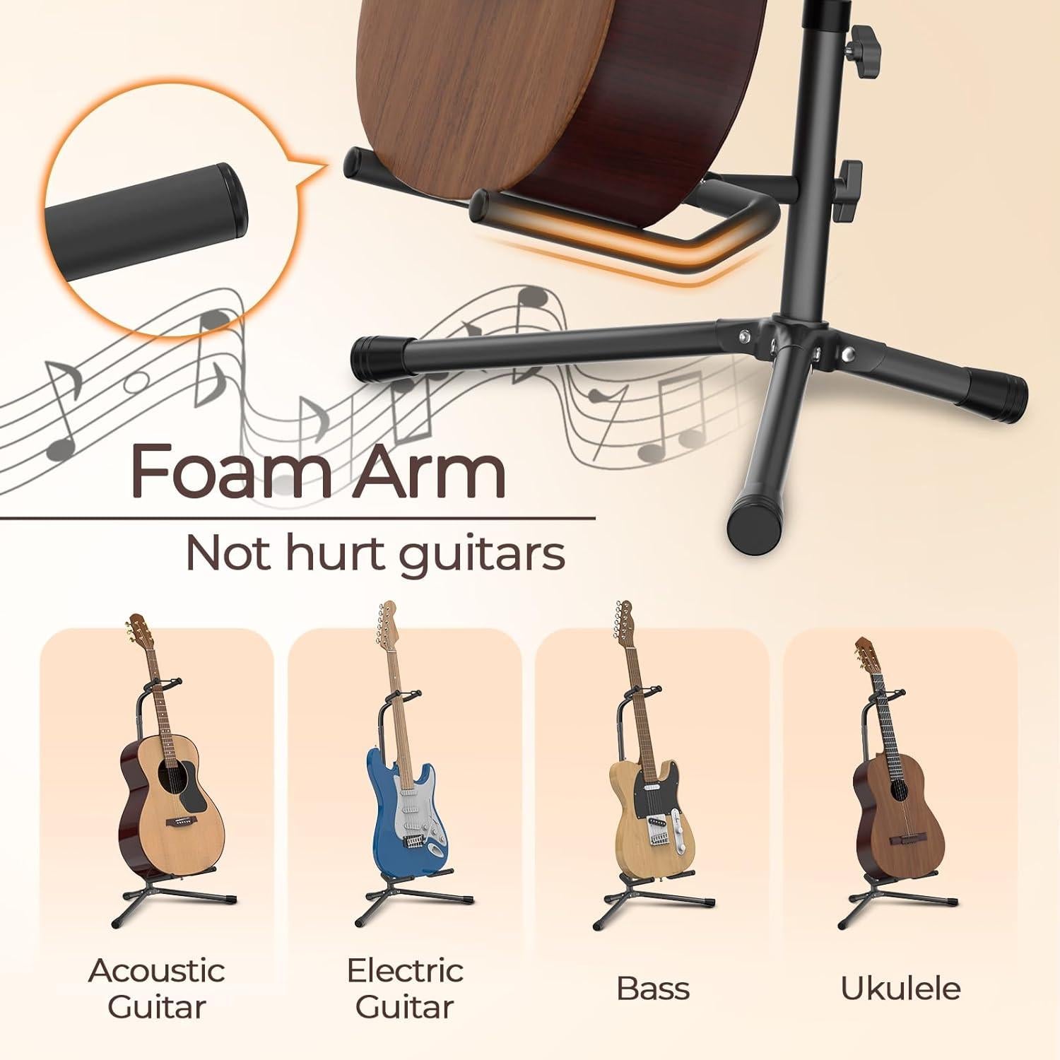 Soporte para guitarra GLEAM CG-4 - Plegable, 9 kg, Ajustable