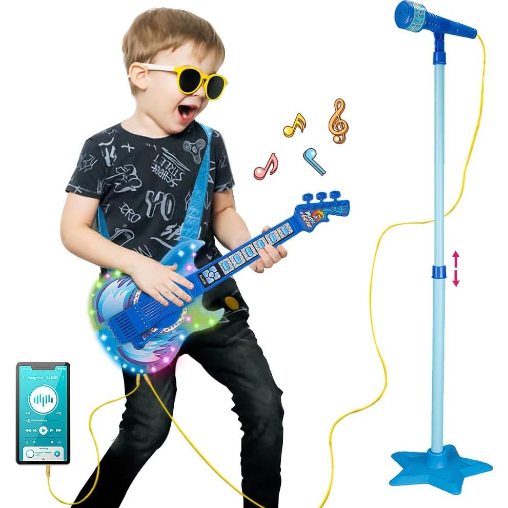 Conjunto de Guitarra y Micrófono TAKIHON para Niños Azul