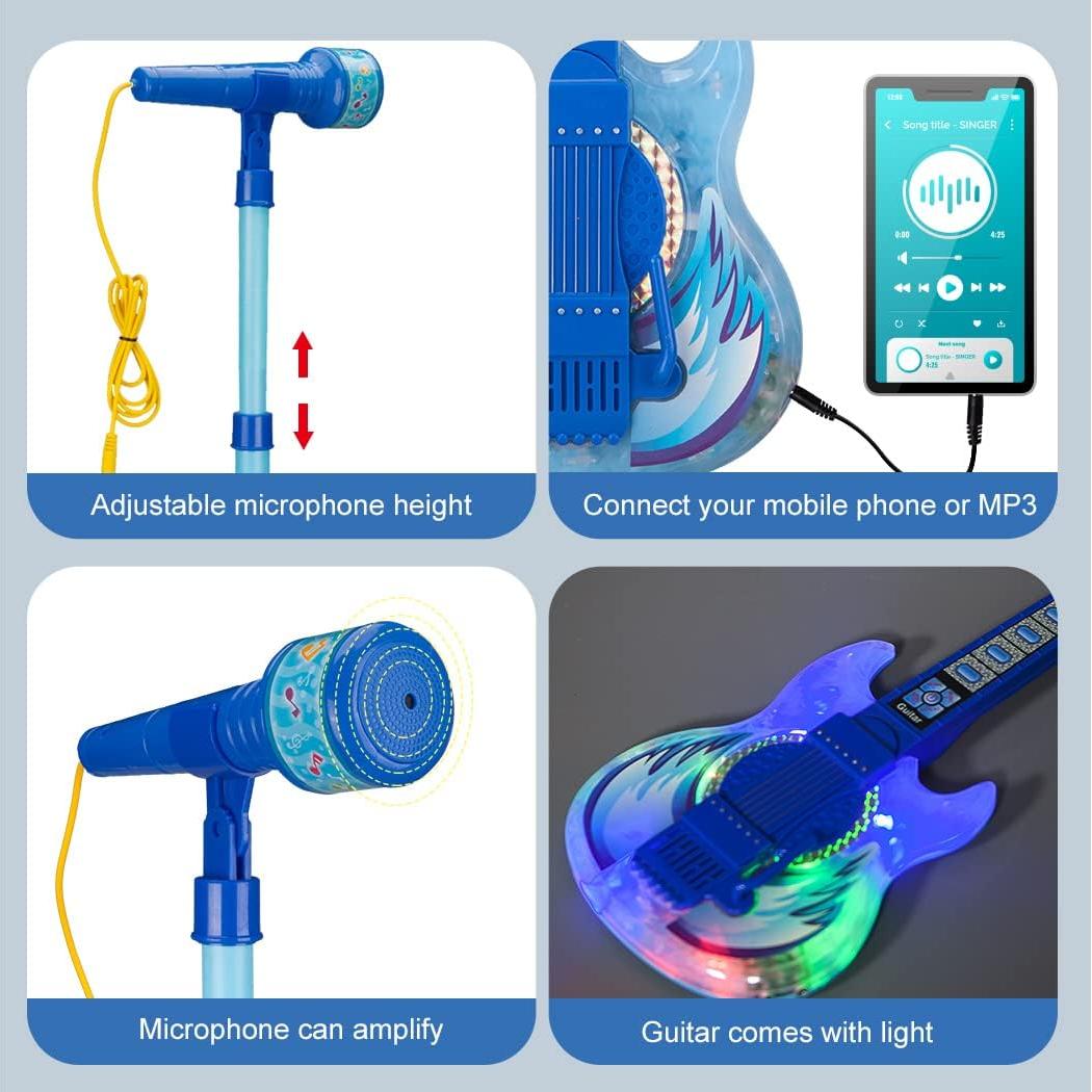 Conjunto de Guitarra y Micrófono TAKIHON para Niños Azul