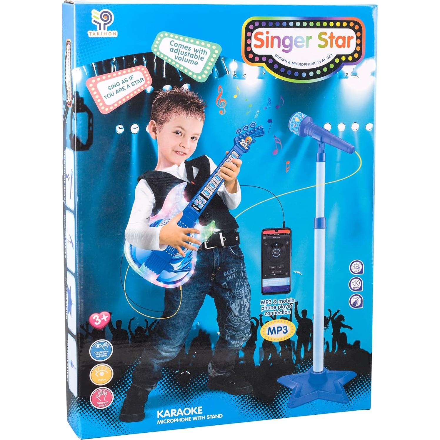 Conjunto de Guitarra y Micrófono TAKIHON para Niños Azul