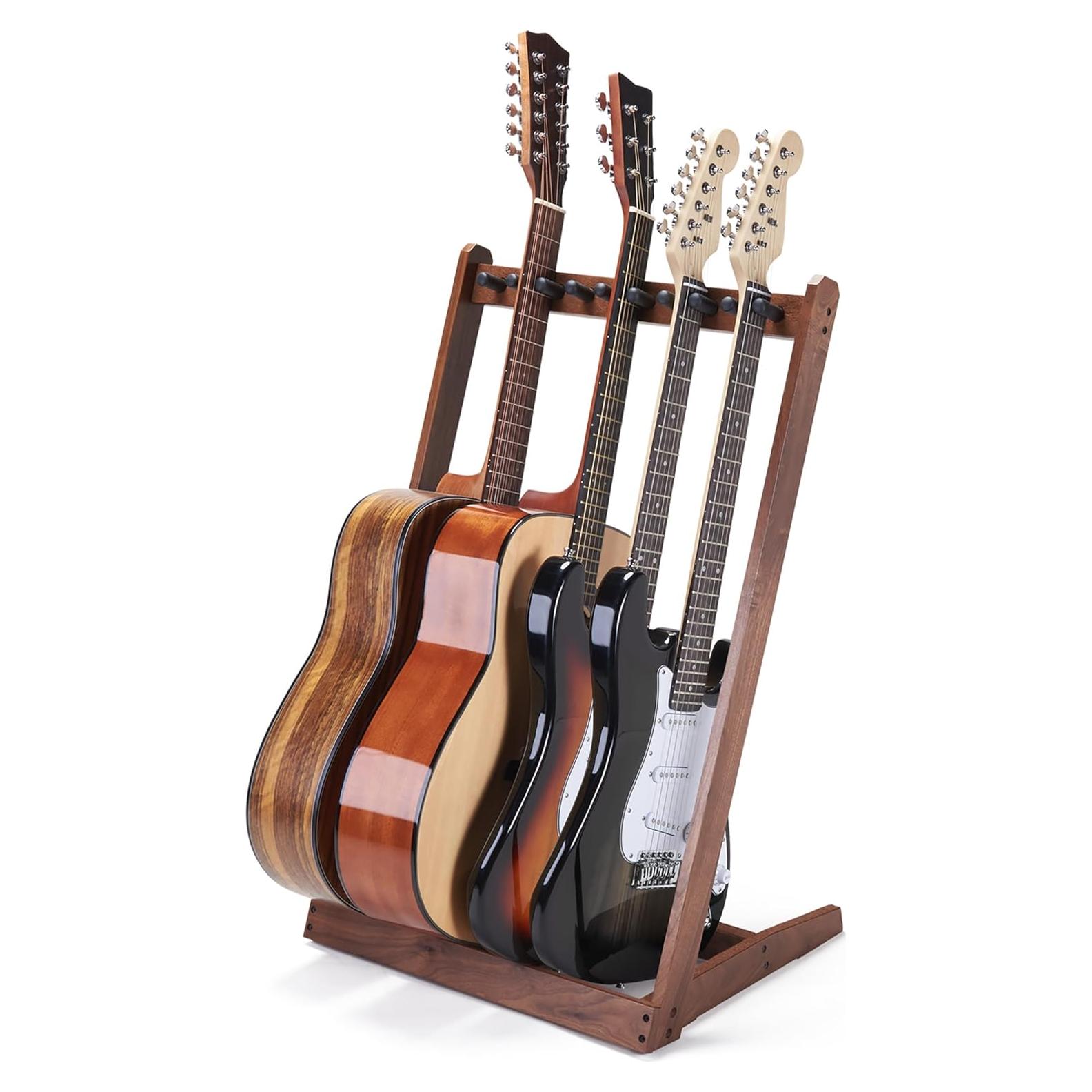 Soporte Múltiple para 5 Guitarras Musbeat de Madera de Nogal