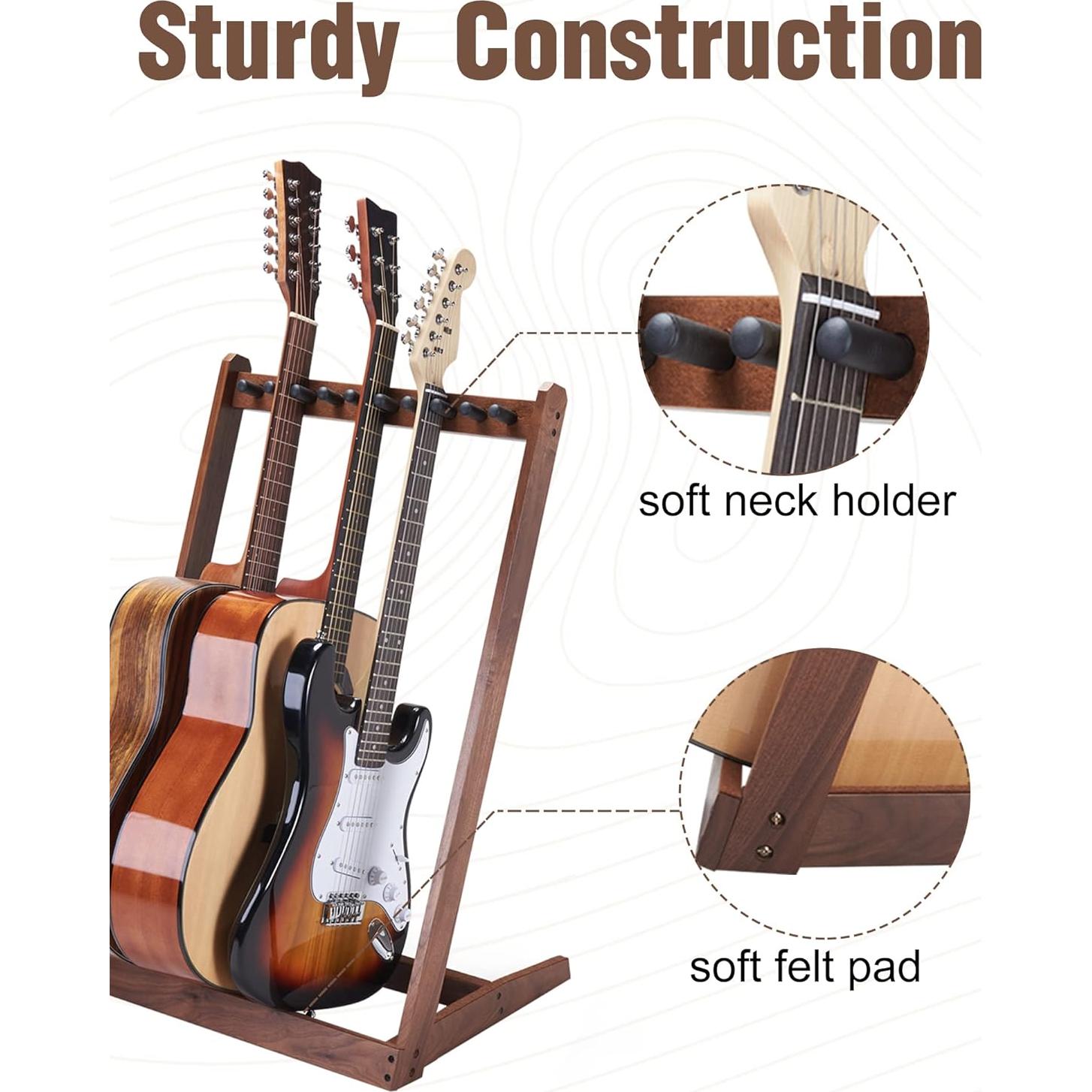 Soporte Múltiple para 5 Guitarras Musbeat de Madera de Nogal