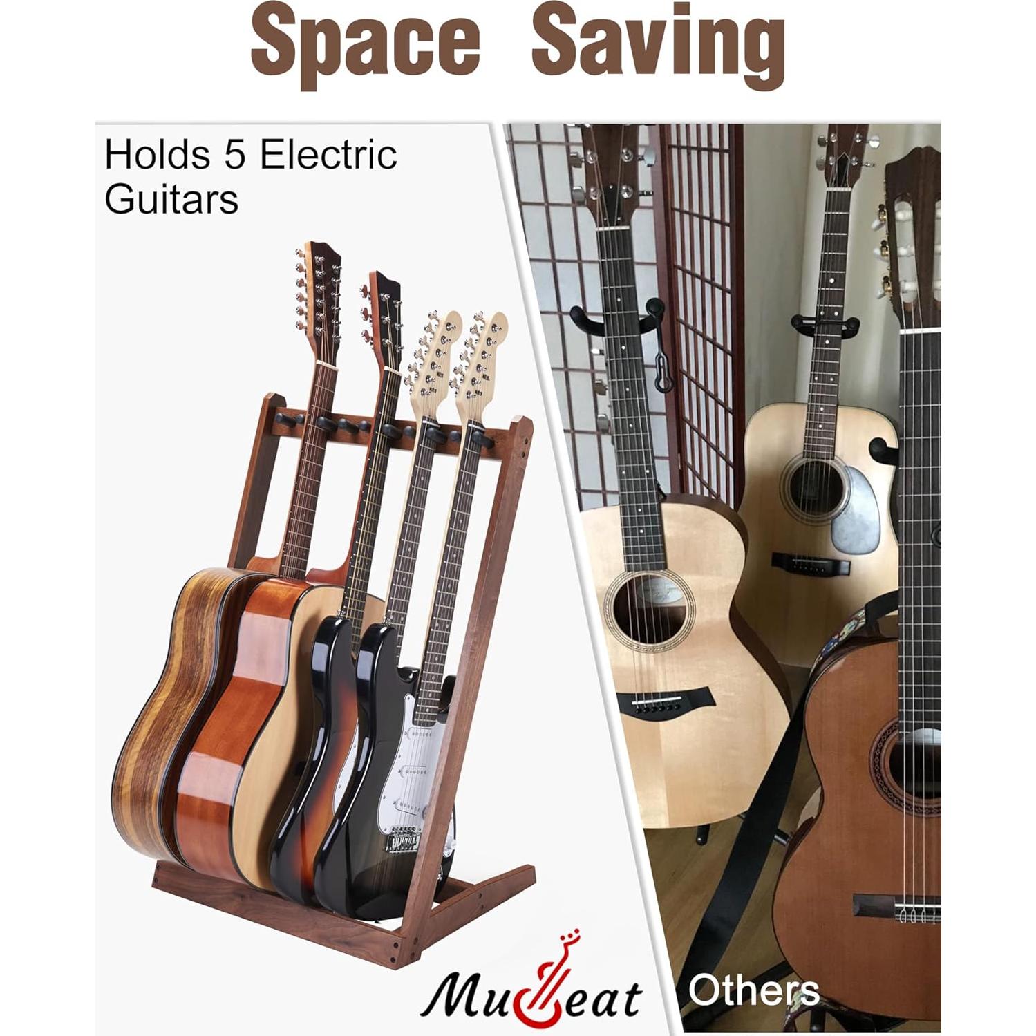 Soporte Múltiple para 5 Guitarras Musbeat de Madera de Nogal