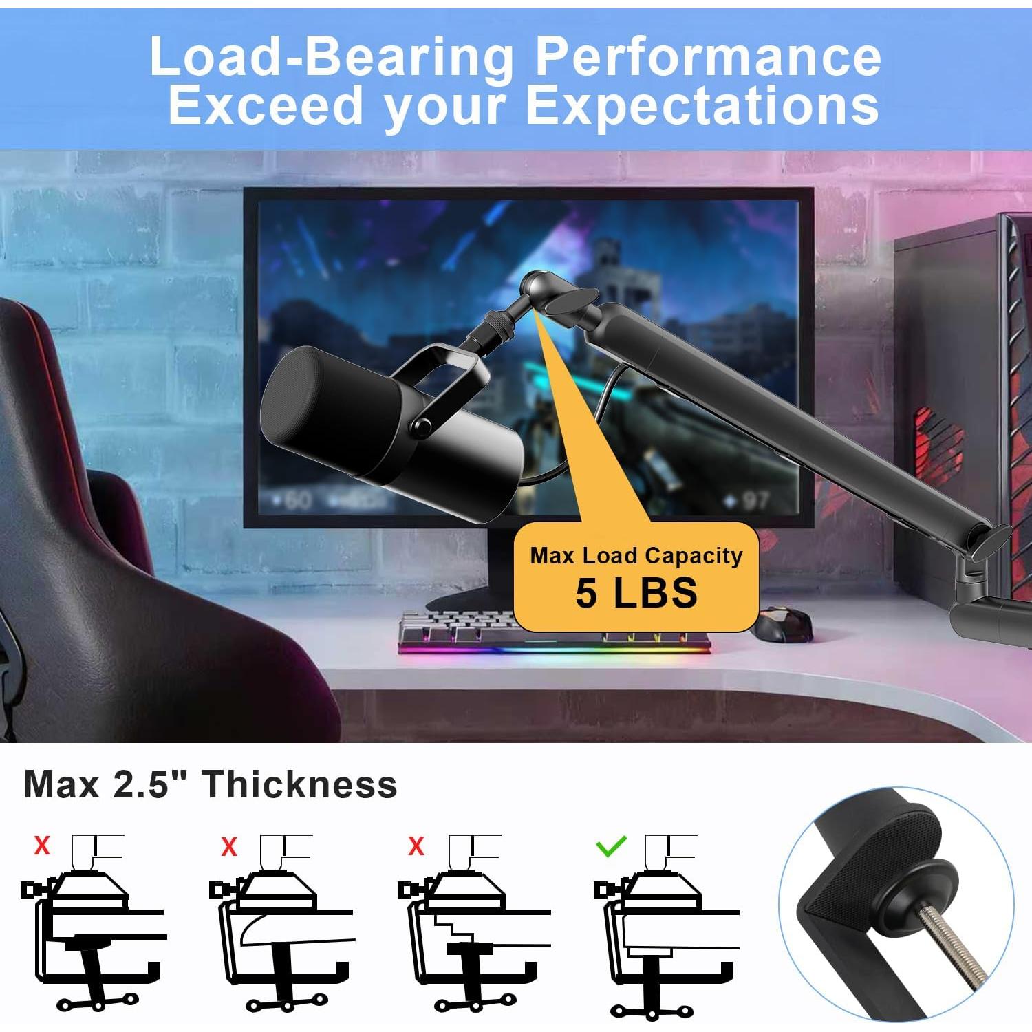 Brazo de Micrófono Ajustable Metal Premium 360° para Shure SM7B