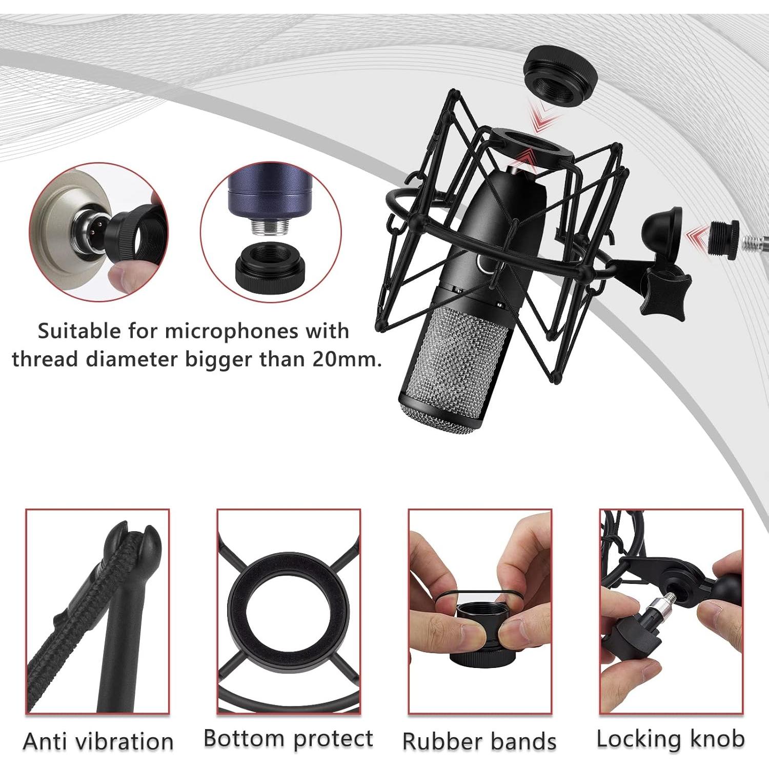Soporte de Micrófono Geekria Antivibración para AKG P120 P220 P820