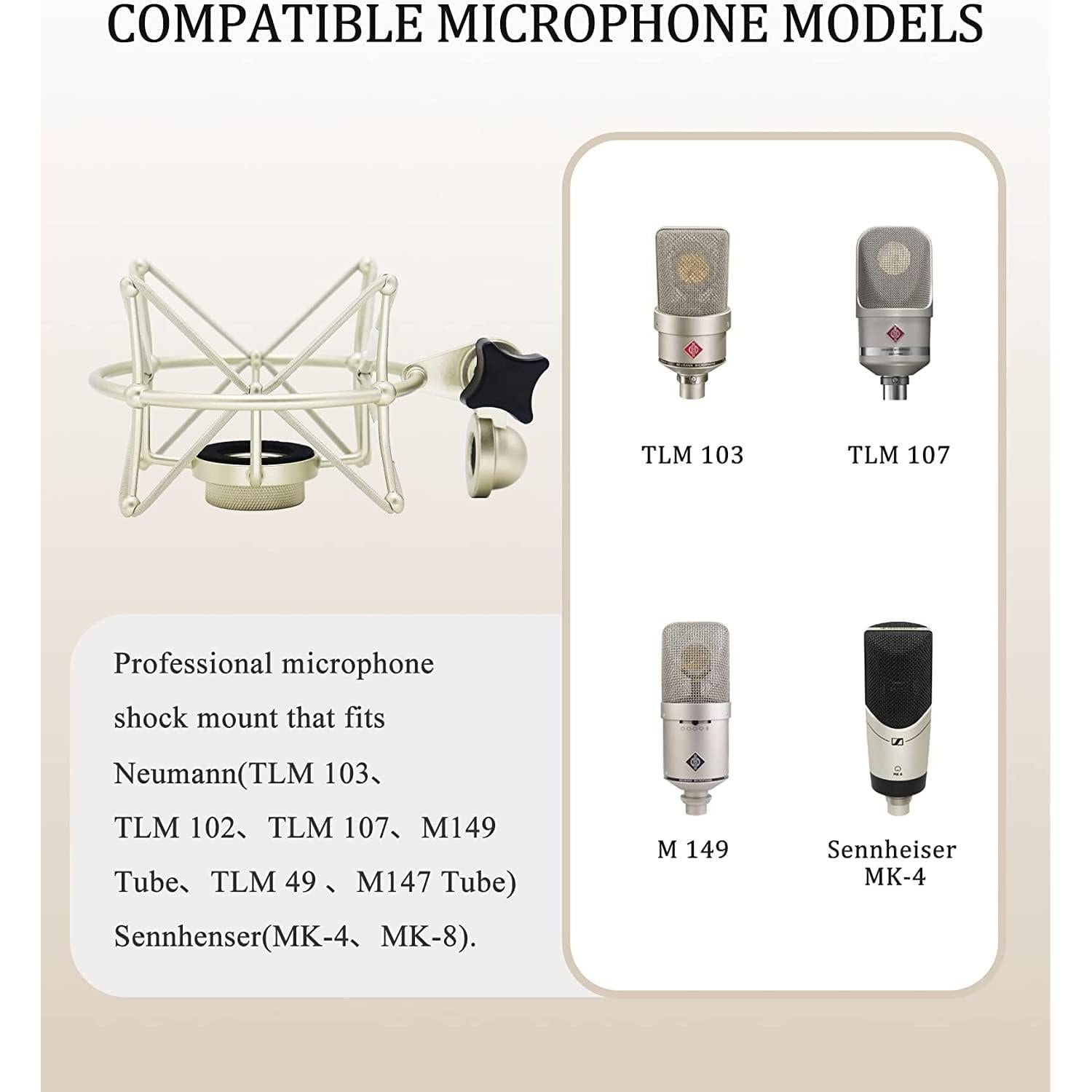 Montura de Micrófono de Metal Neumann M147 - Plata