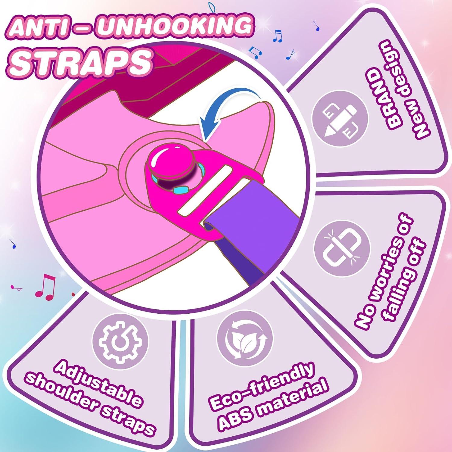 Juego de guitarra y micrófono MOEAWS para niños Rosa