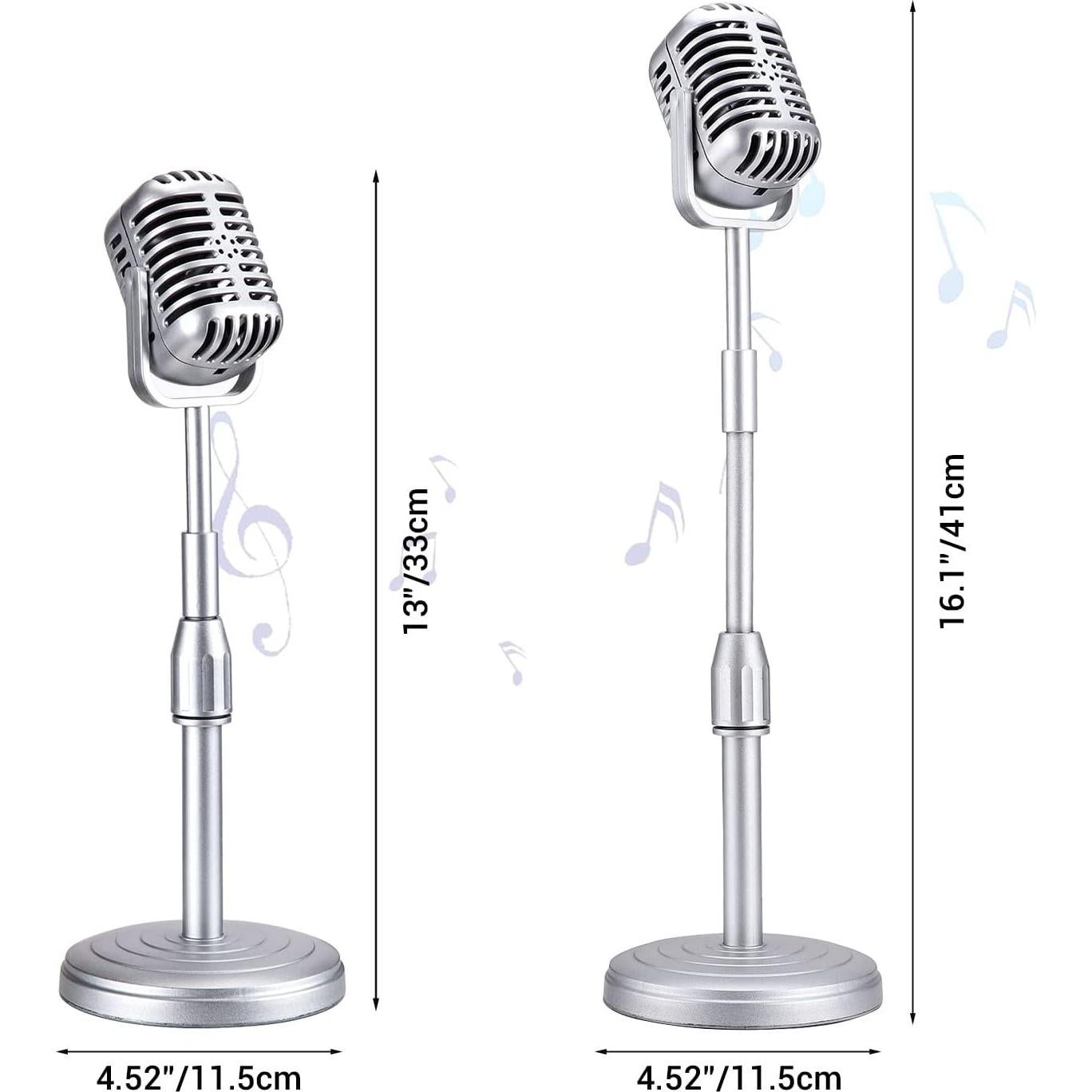 Micrófono de Escritorio Vintage Facmogu Plata con Soporte Ajustable