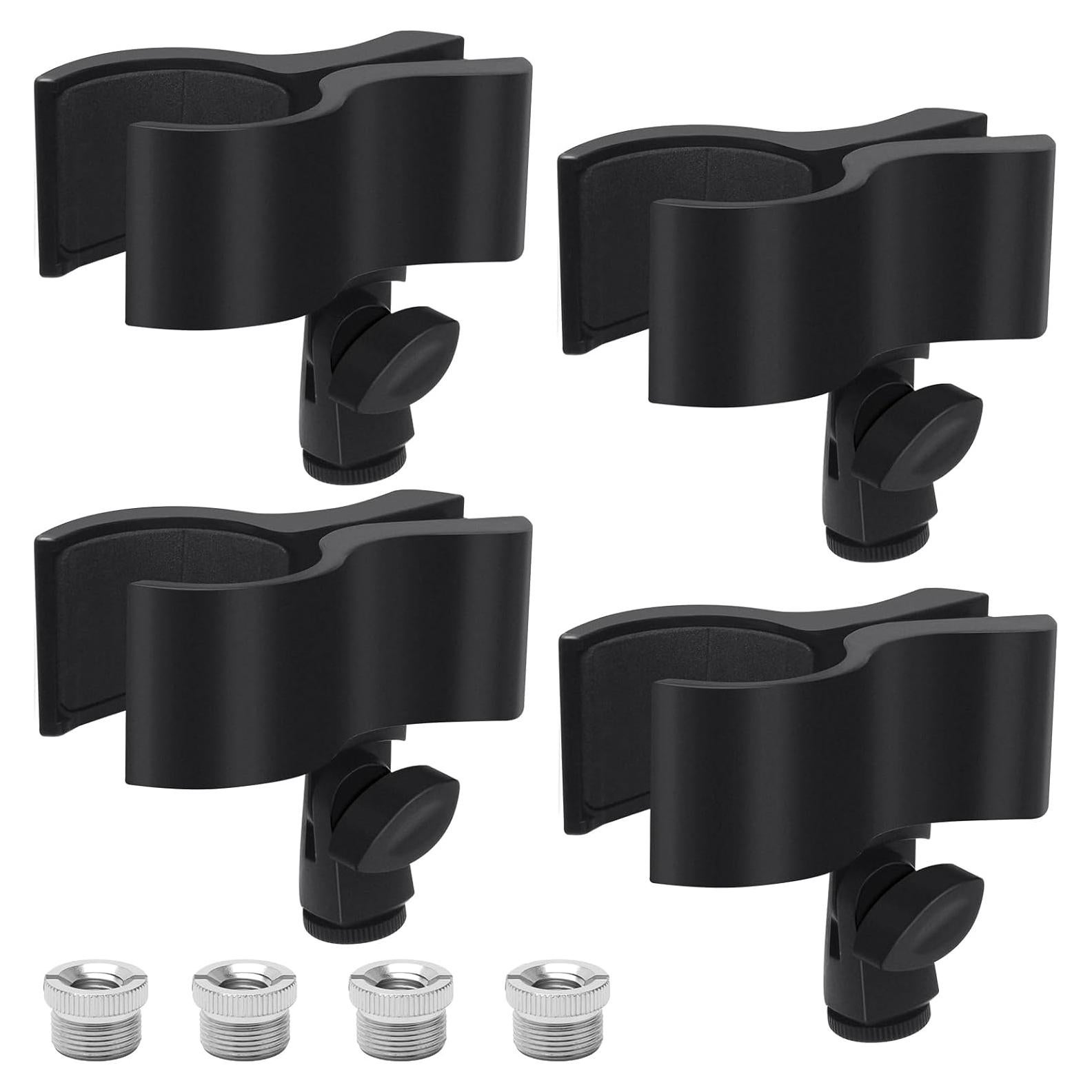 Clip de Soporte de Micrófono Ajustable 4 Piezas Negro