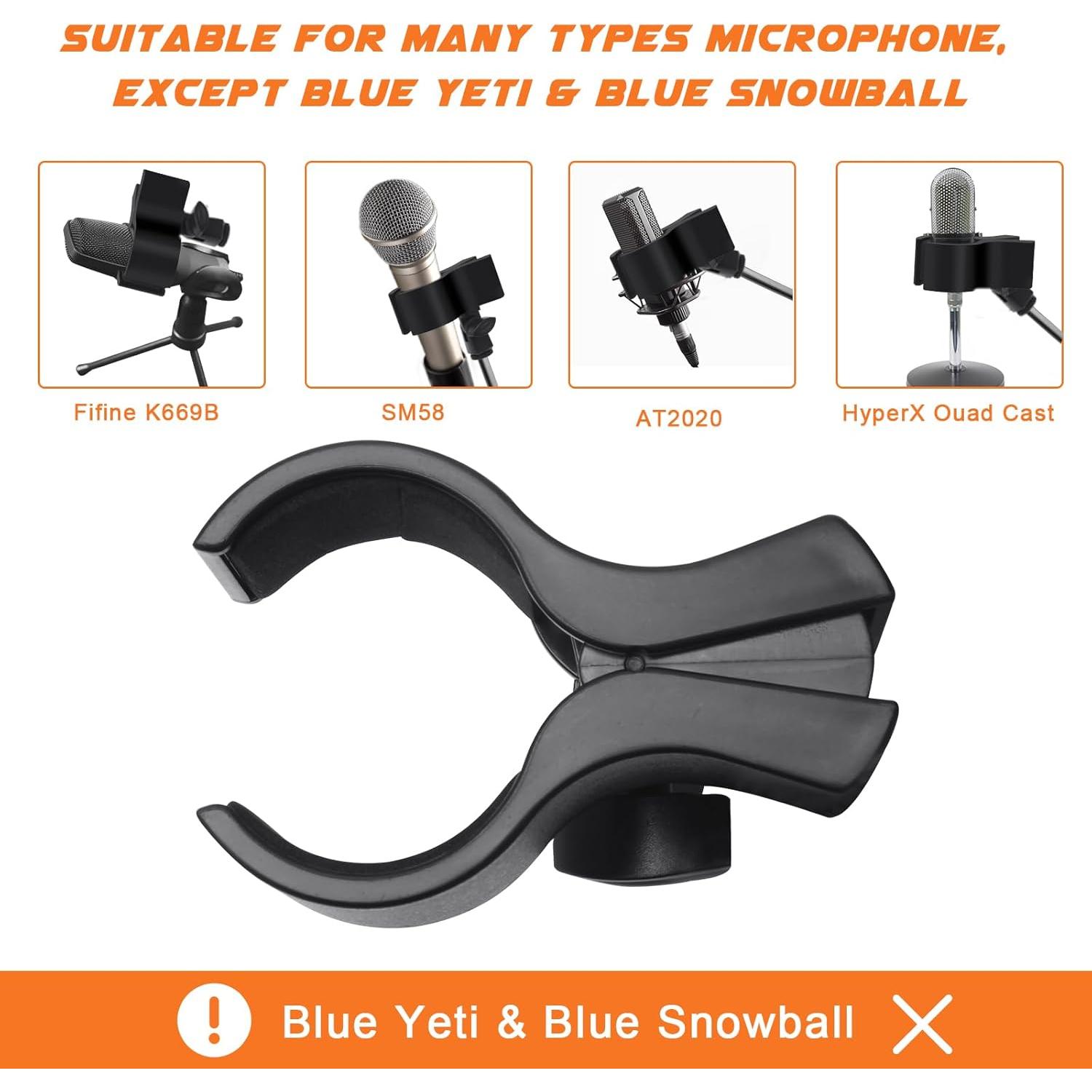 Clip de Soporte de Micrófono Ajustable 4 Piezas Negro