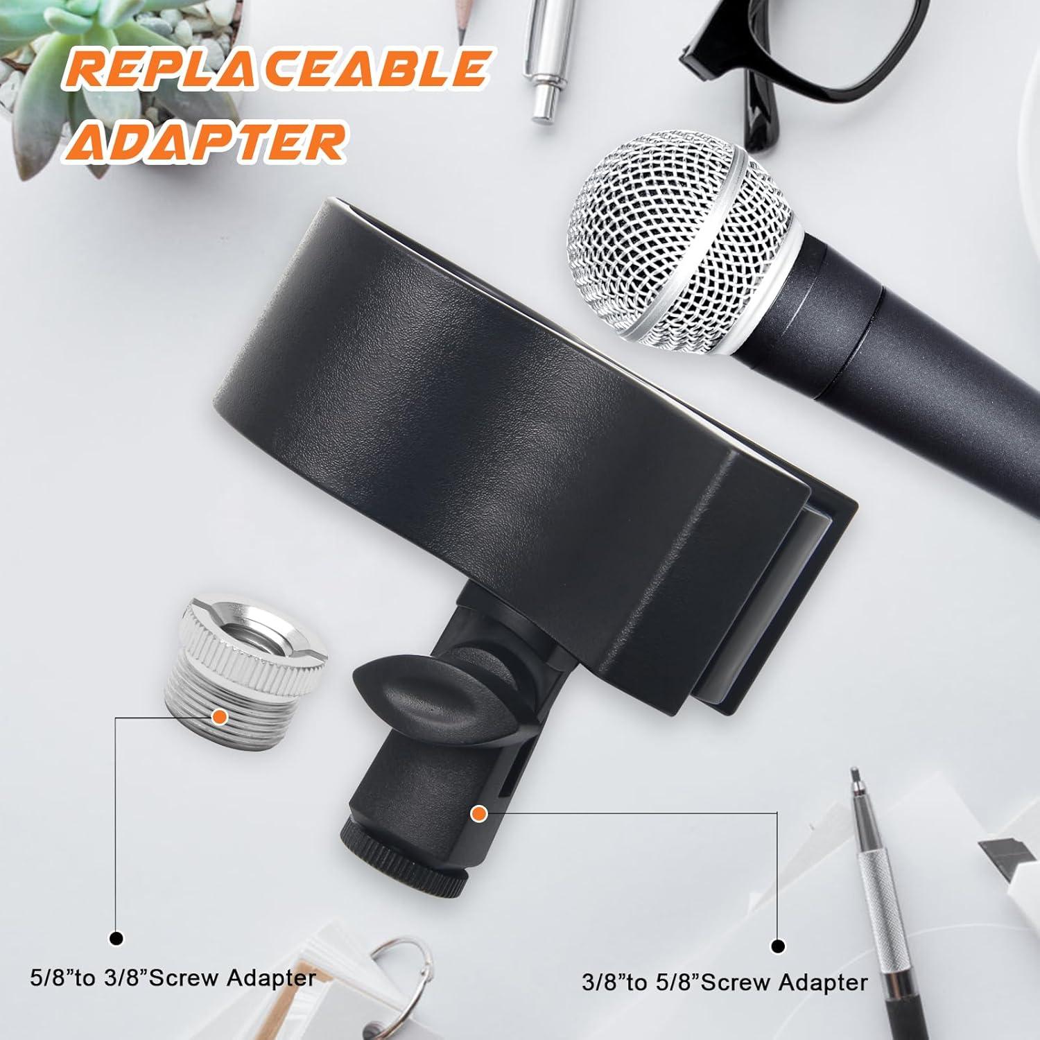 Clip de Soporte de Micrófono Ajustable 4 Piezas Negro