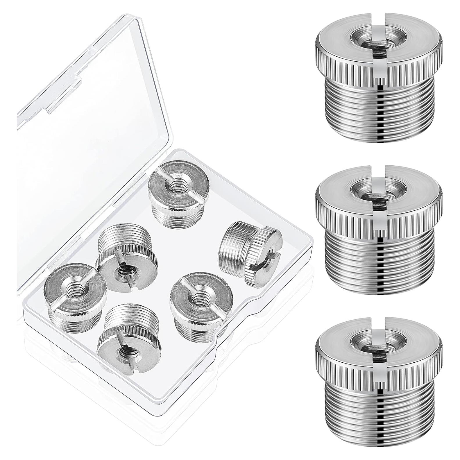 6 Adaptadores de Tornillo Micrófono 5/8 a 1/4 Hotop Plata