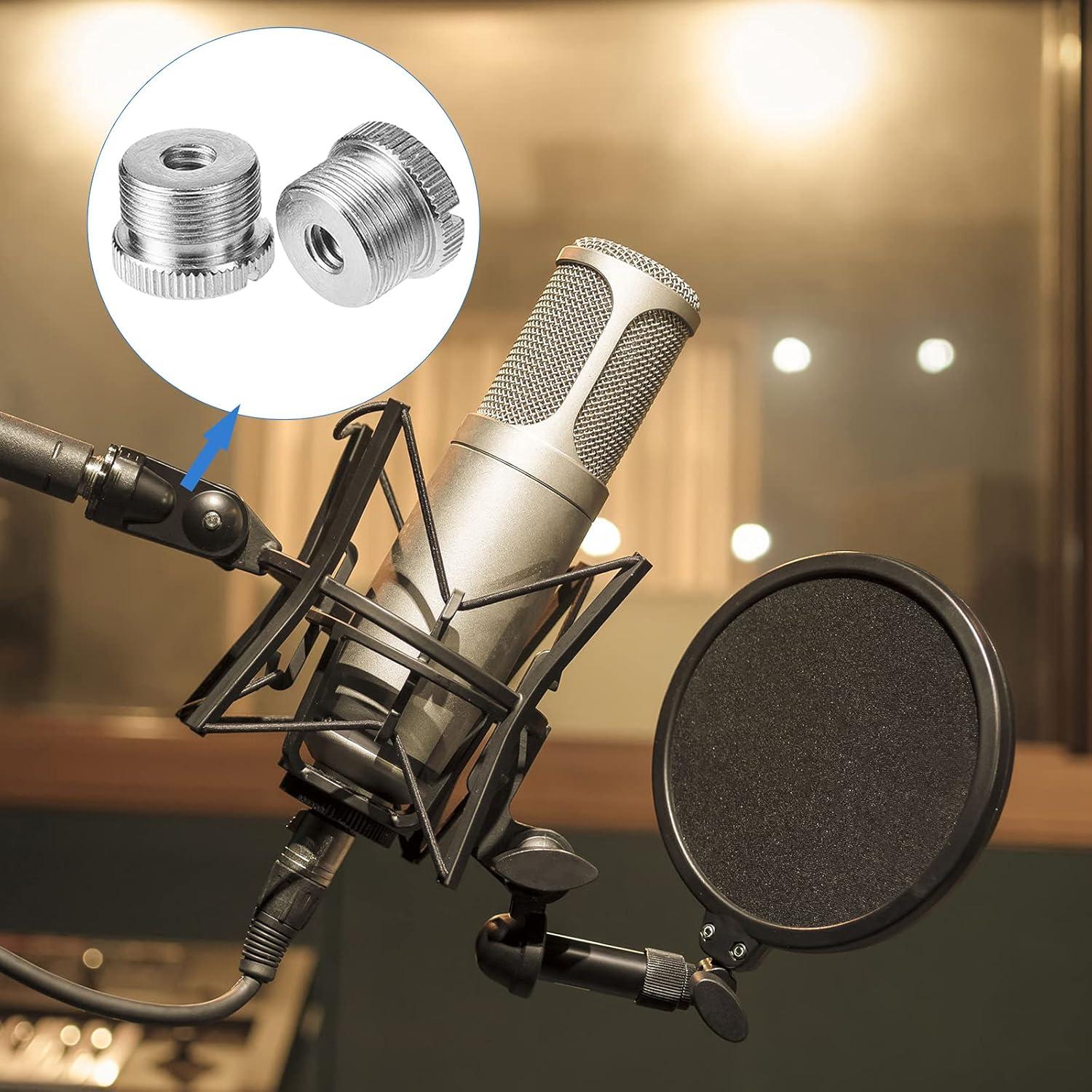 6 Adaptadores de Tornillo Micrófono 5/8 a 1/4 Hotop Plata