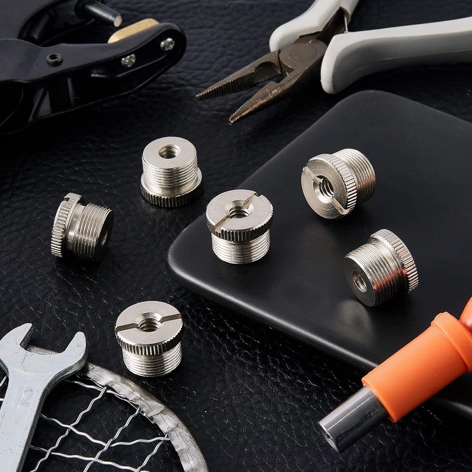 6 Adaptadores de Tornillo Micrófono 5/8 a 1/4 Hotop Plata