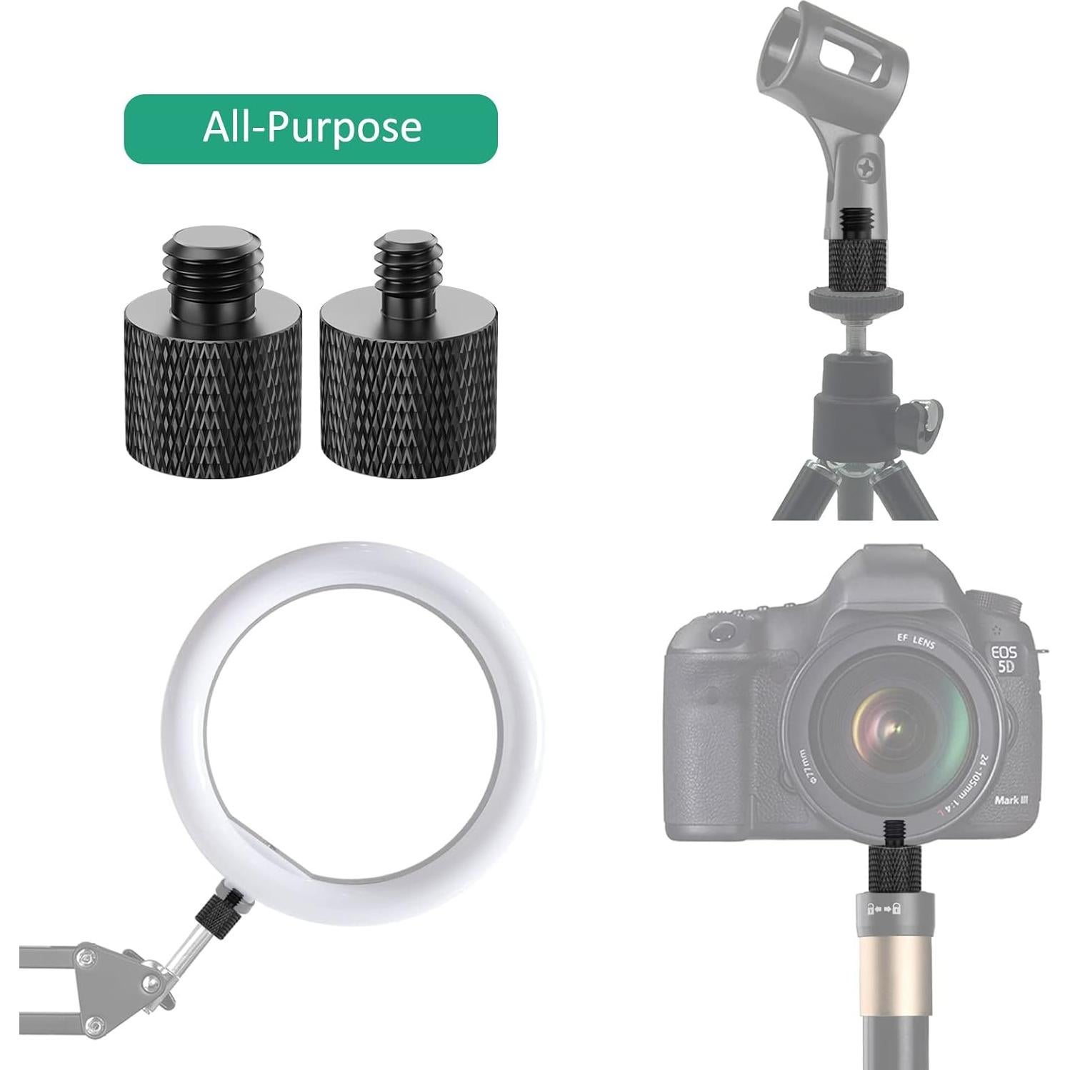 Adaptador de tornillo 3/8 a 1/4 Rigych - 4 Pcs Aluminio