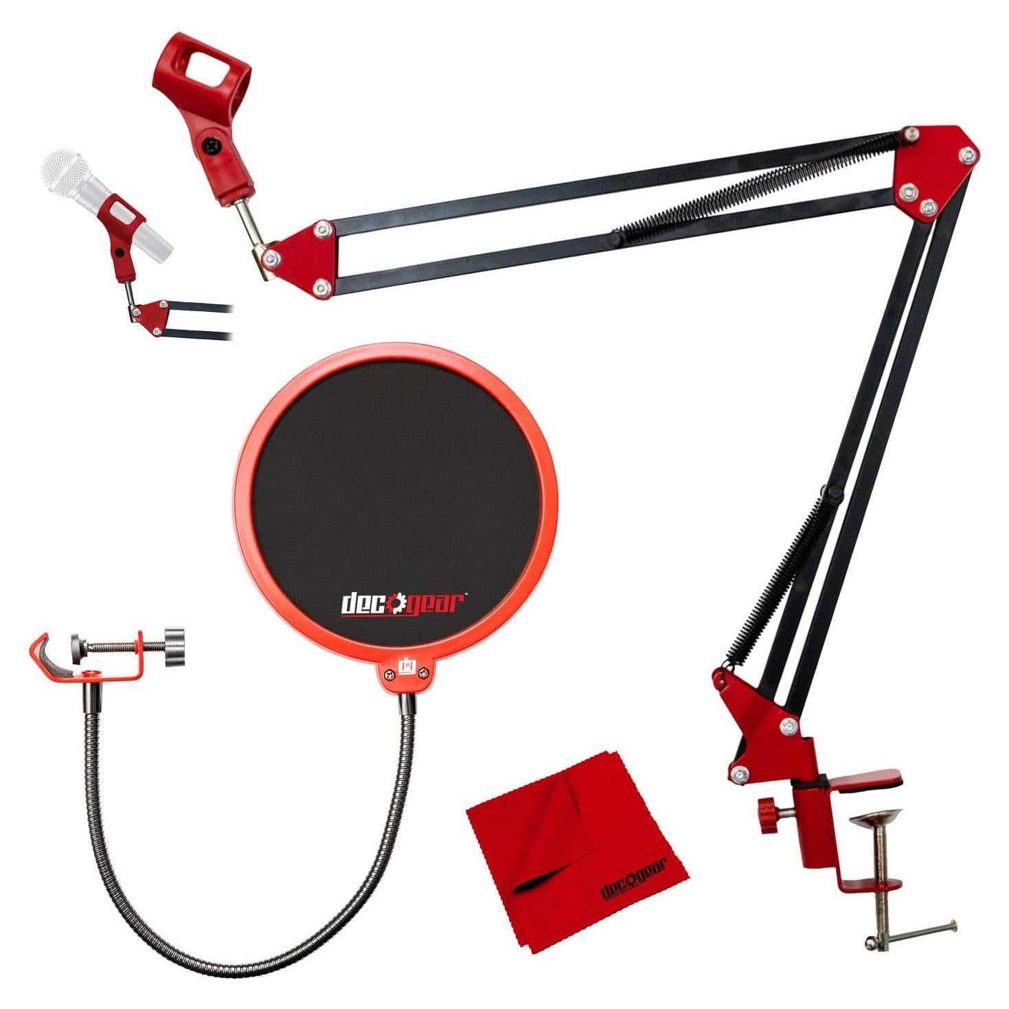 Soporte de Micrófono Deco Gear con Brazo de Tijera y Filtro Antipop