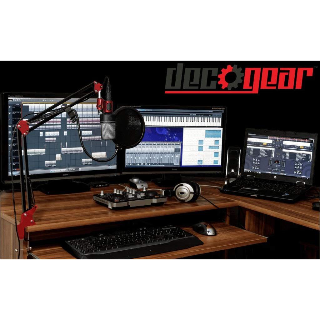 Soporte de Micrófono Deco Gear con Brazo de Tijera y Filtro Antipop