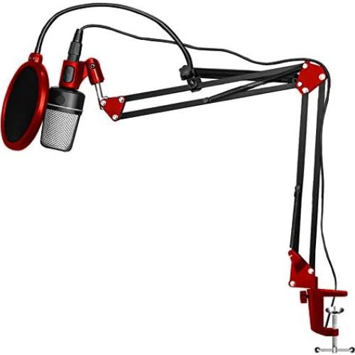 Soporte de Micrófono Deco Gear con Brazo de Tijera y Filtro Antipop