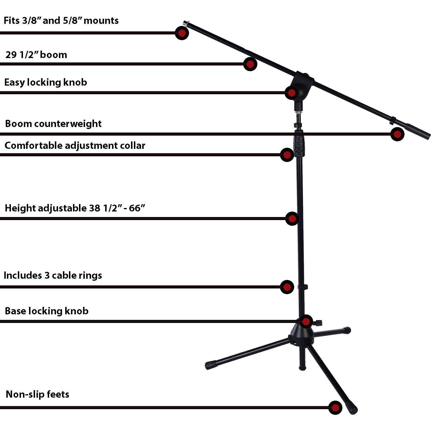 Soporte de Micrófono LyxPro TMS-6, Brazo Boom Plegable 98-168 cm