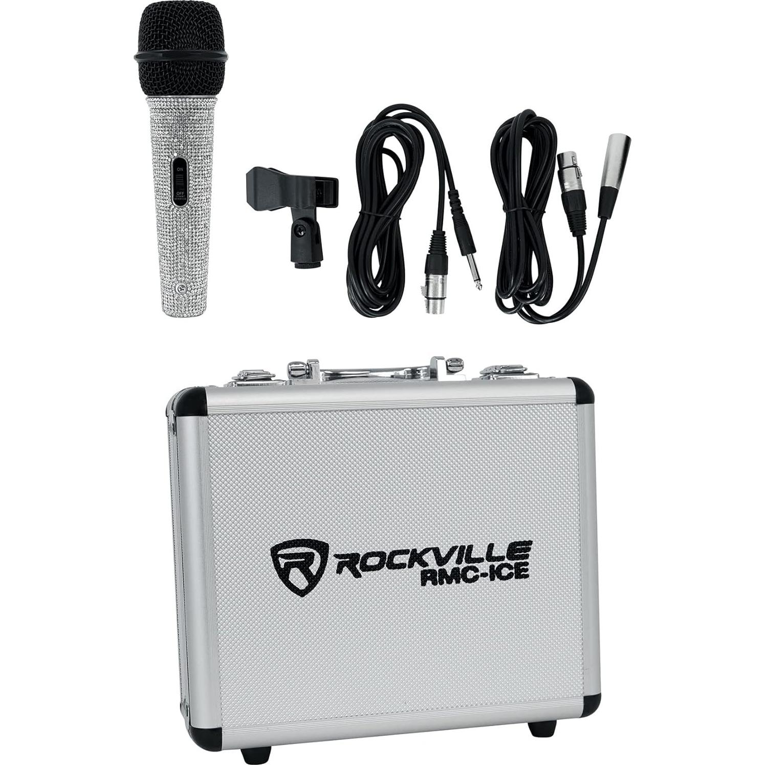 Paquete Micrófono Vocal Pro Diamond Rockville RMC-ICE + Soporte RVMIC1