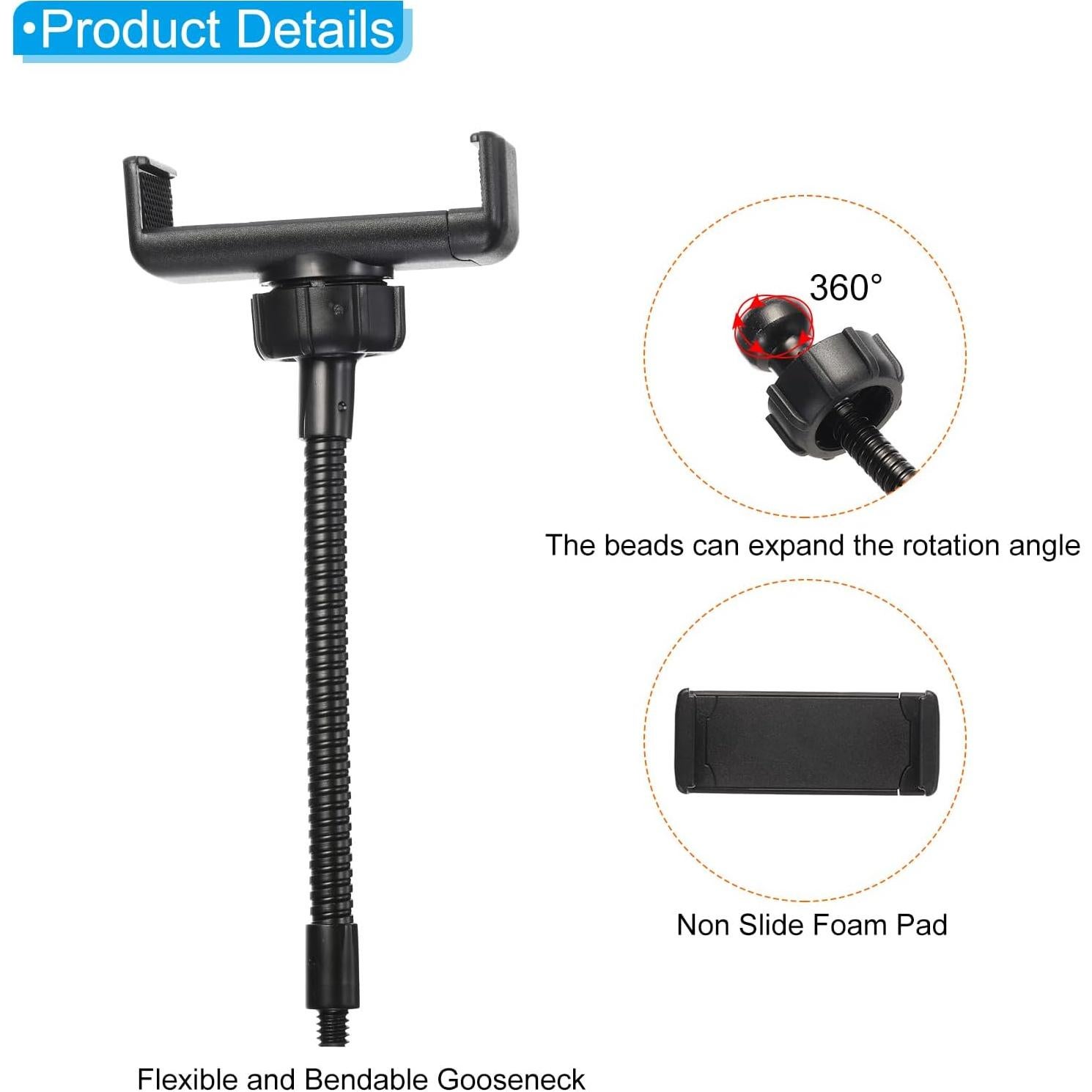 Soporte Flexible para Teléfono PATIKIL con Clip y Rosca 1/4"