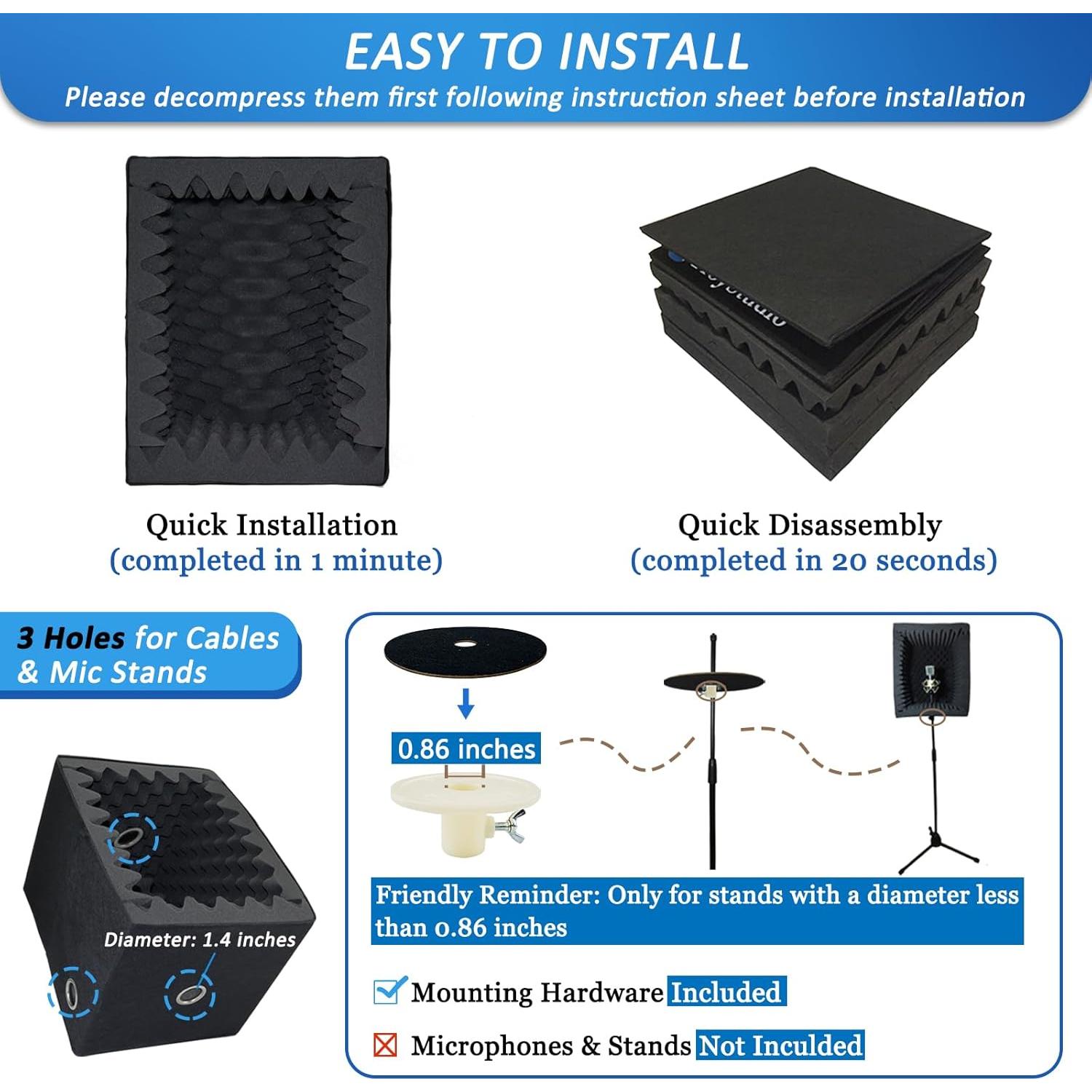 Cabina Vocal Portátil TroyStudio con Aislamiento Acústico 0.91 kg