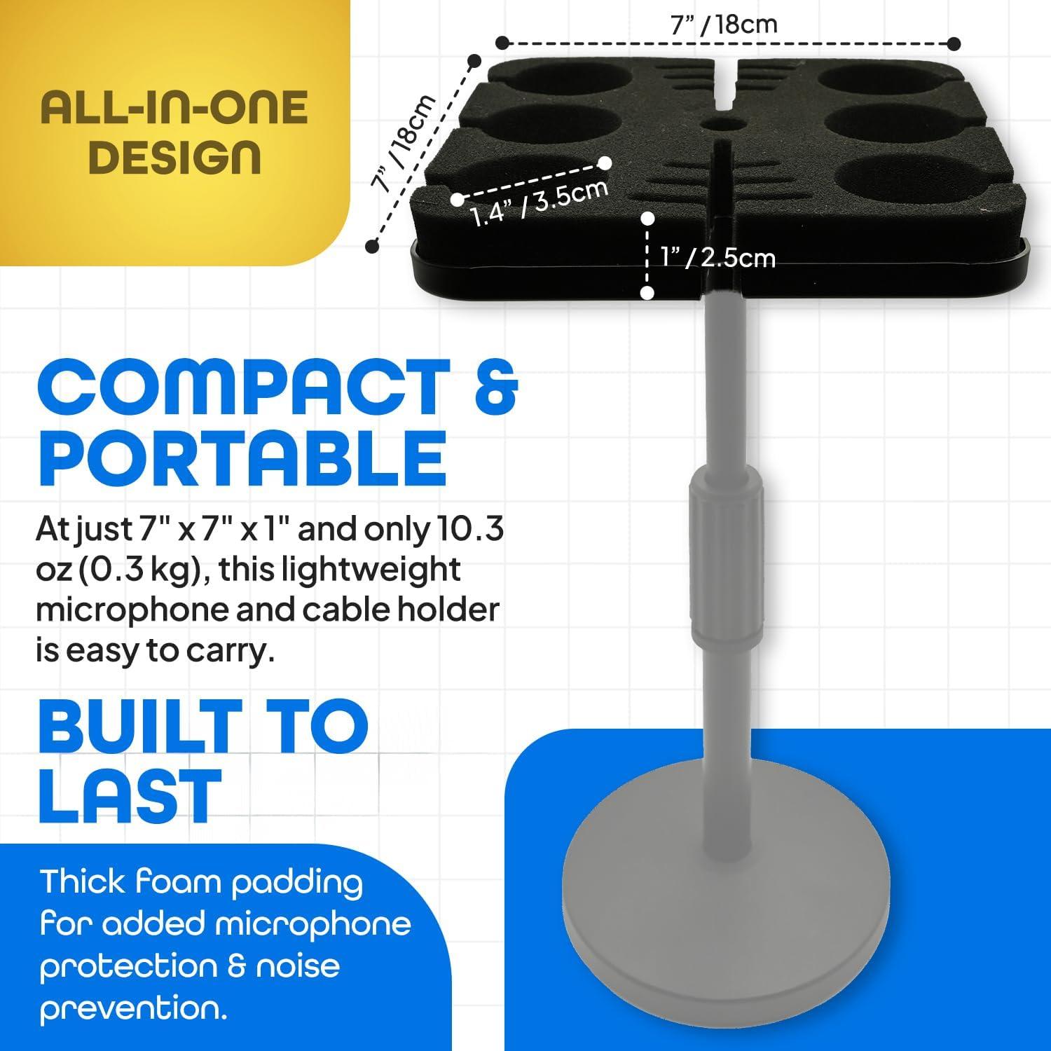 Soporte de Micrófono Múltiple Organizador de Cables 6 Micrófonos
