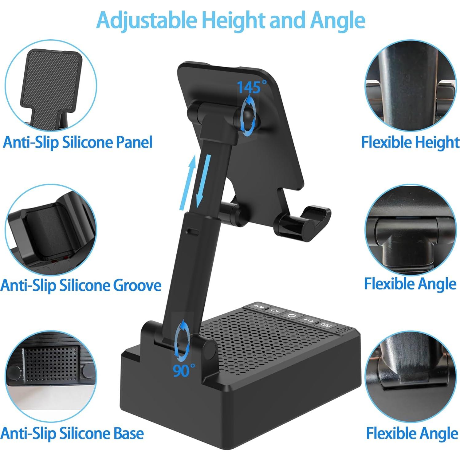 Soporte para Teléfono con Altavoz Bluetooth Jairuty Negro