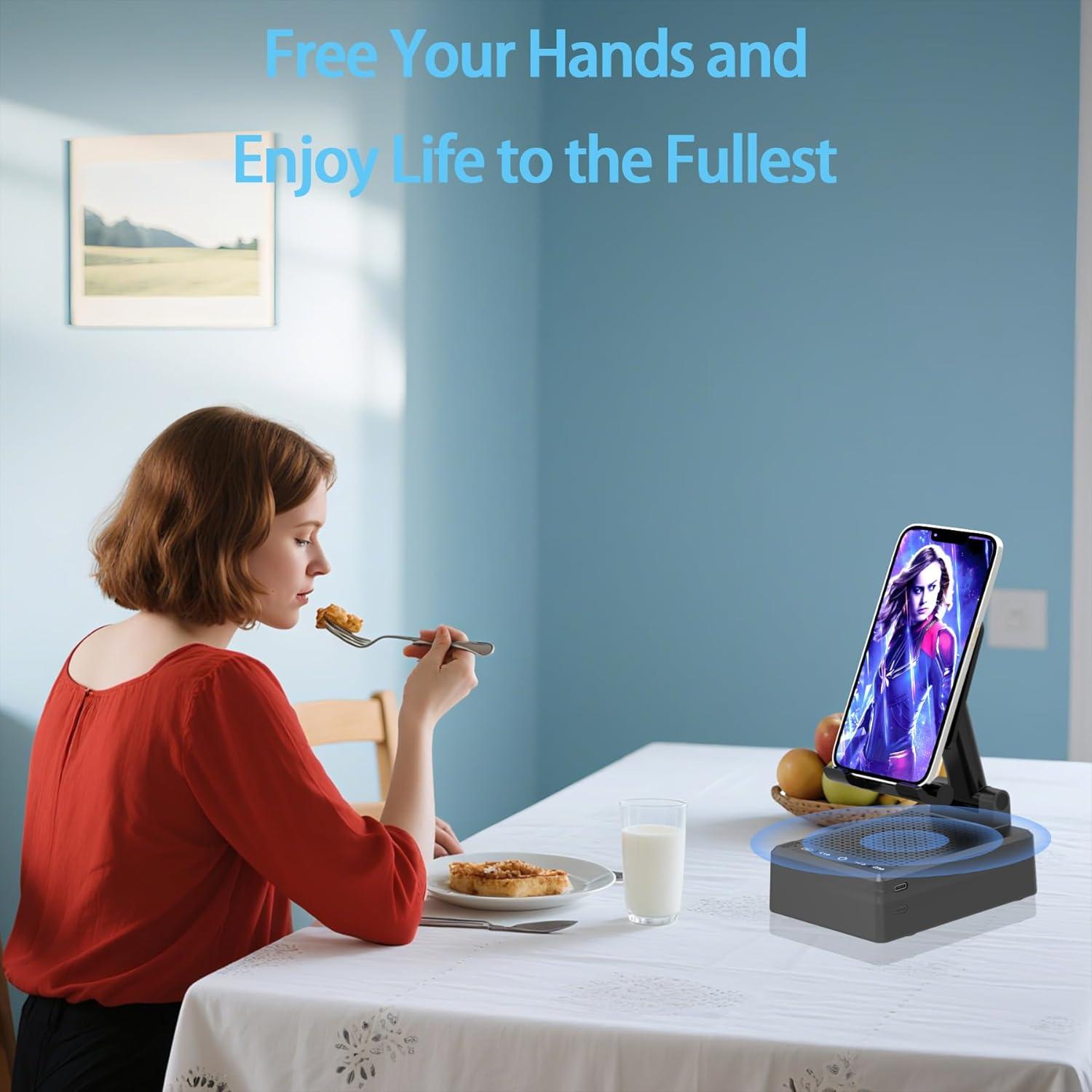 Soporte para Teléfono con Altavoz Bluetooth Jairuty Negro