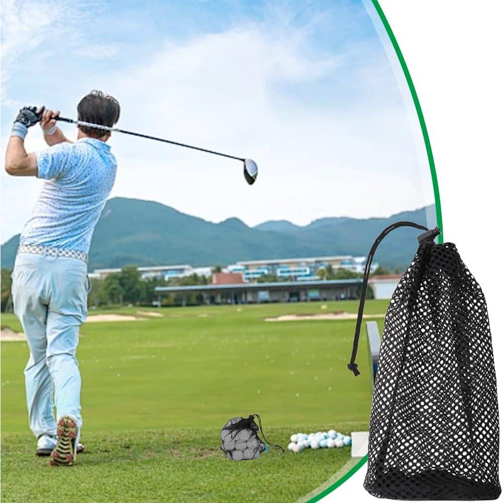 Bolsa de Malla para Pelotas de Golf Mwrenqei 15x28 cm Negra