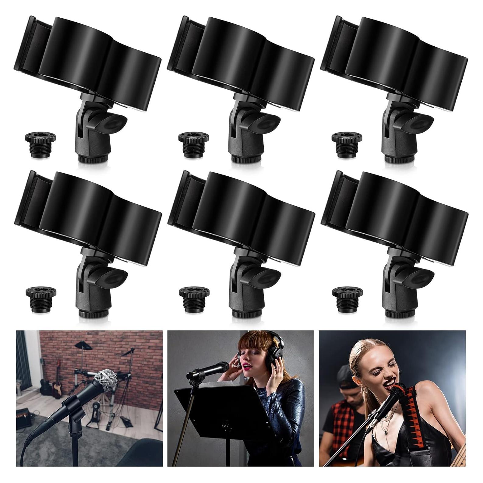 6 Clips de Micrófono Ajustables con Adaptadores 5/8" a 3/8"