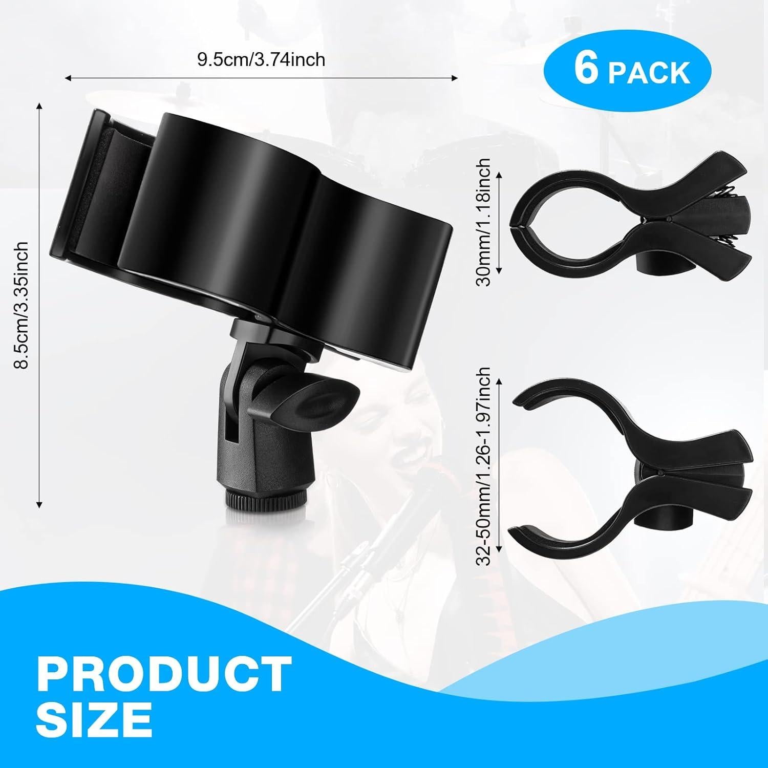 6 Clips de Micrófono Ajustables con Adaptadores 5/8" a 3/8"