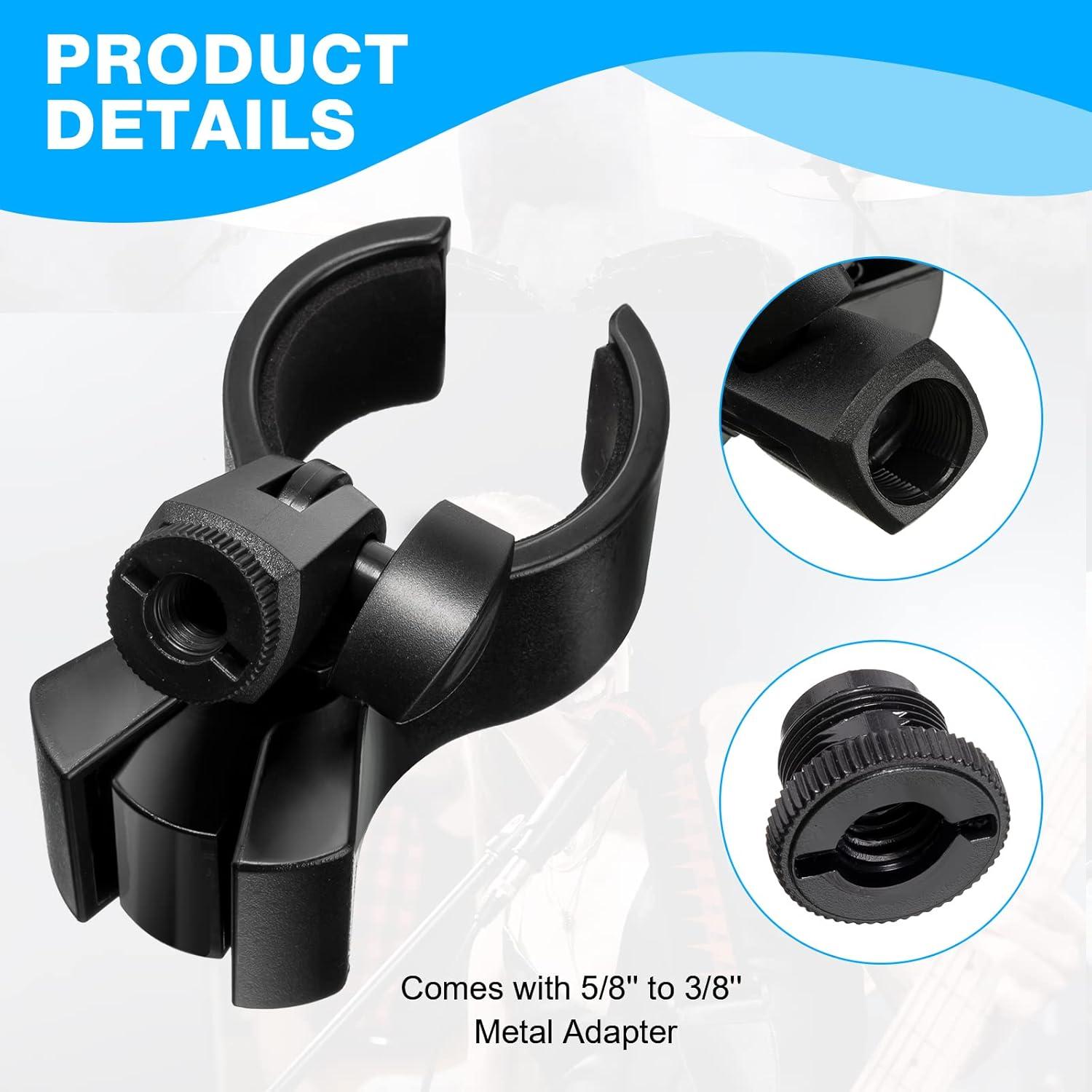 6 Clips de Micrófono Ajustables con Adaptadores 5/8" a 3/8"
