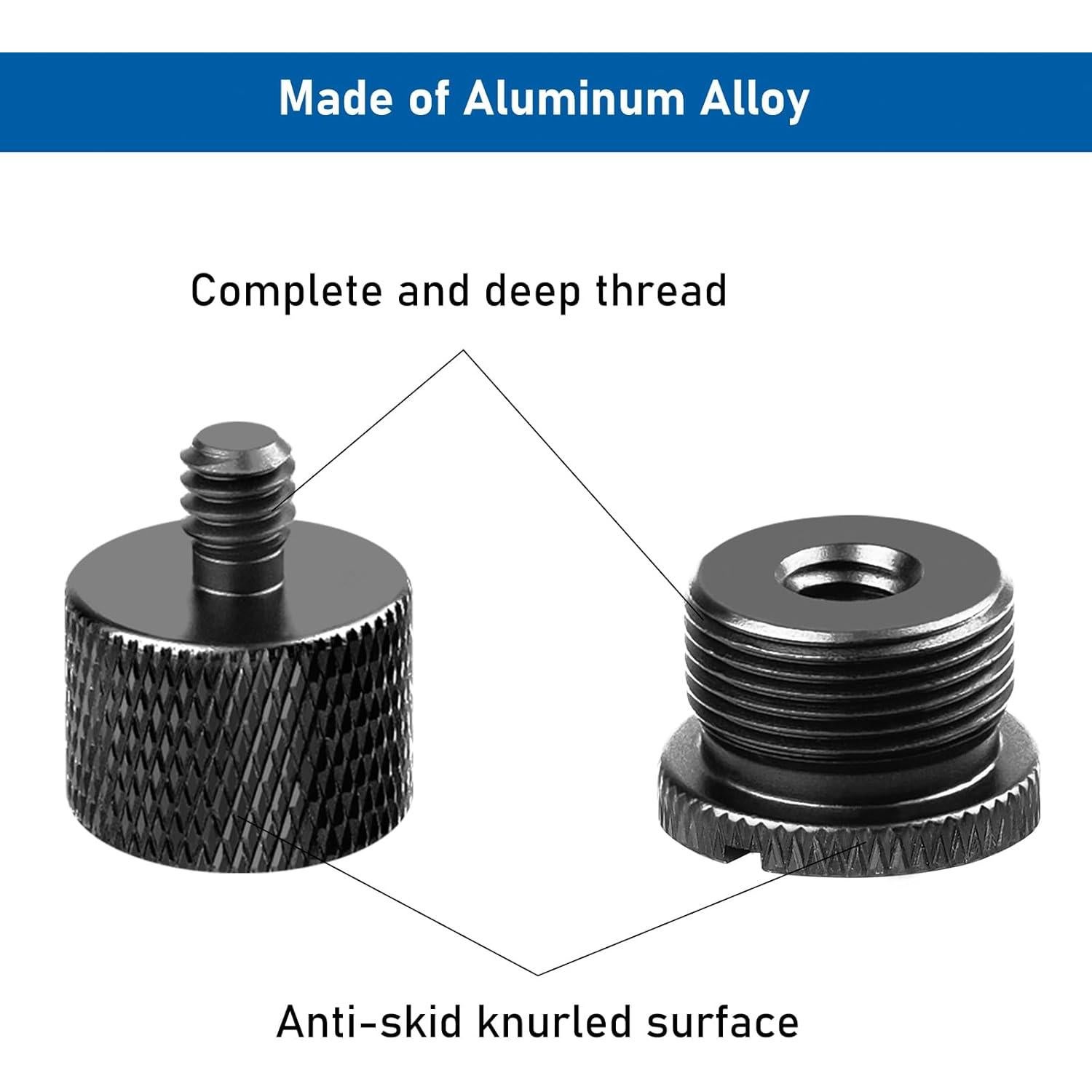 Juego de Adaptadores de Micrófono 8 Pcs Aluminio Negro