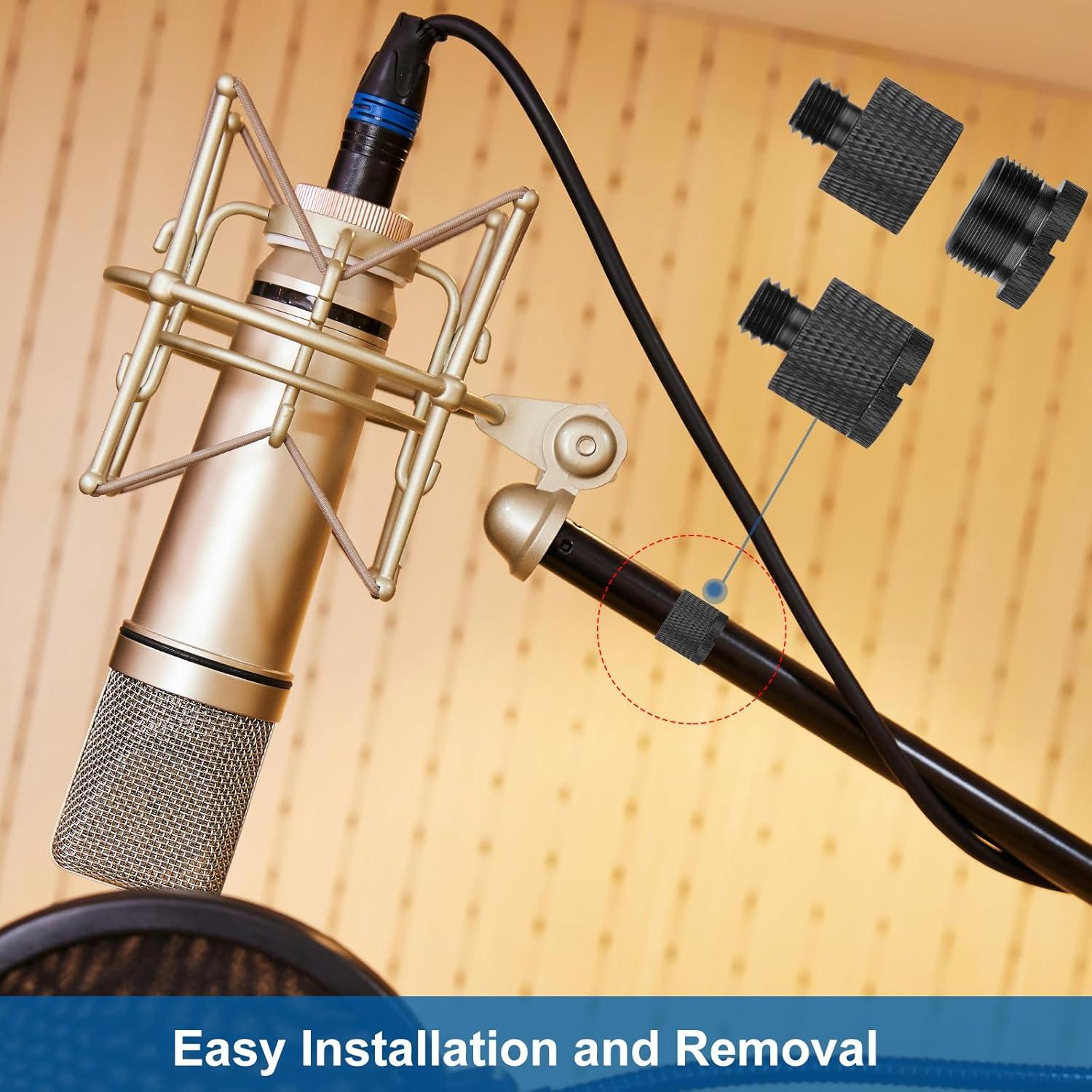 Juego de Adaptadores de Micrófono 8 Pcs Aluminio Negro