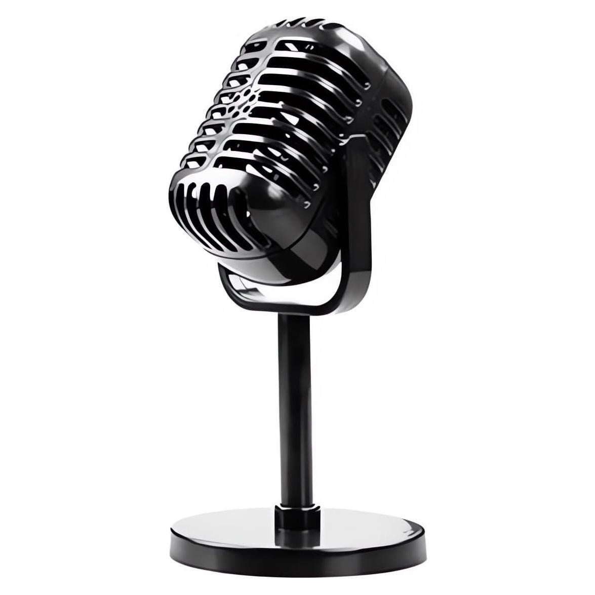 Micrófono Retro de Prop RTNLIT con Soporte Negro 165x80mm