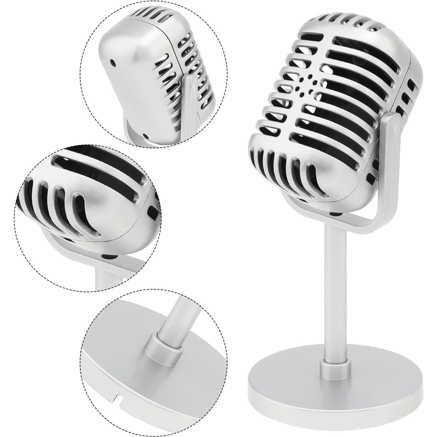 Micrófono Retro de Prop RTNLIT con Soporte Negro 165x80mm