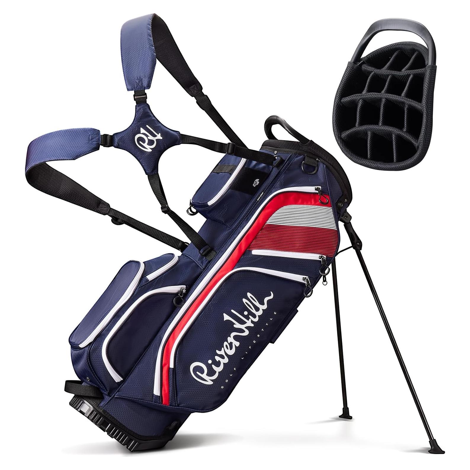 Bolsa de Golf River Hill de 14 Vías con 9 Bolsillos y Correas Acolchadas