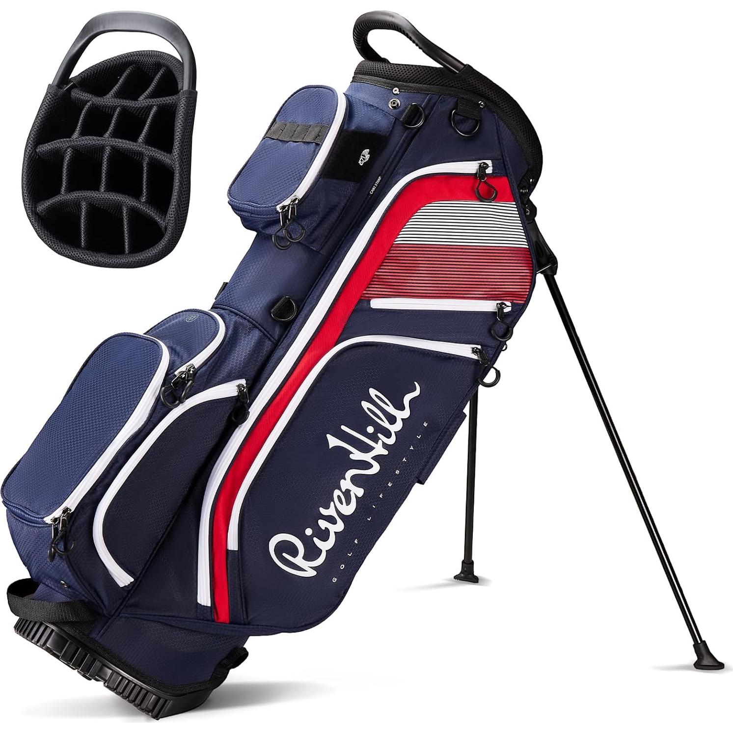 Bolsa de Golf River Hill de 14 Vías con 9 Bolsillos y Correas Acolchadas