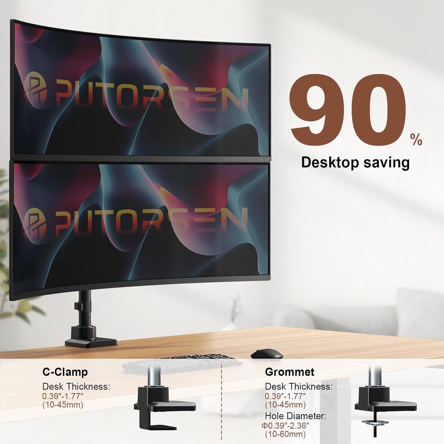 Soporte Doble para Monitor PUTORSEN 17-49" Ajustable Negro