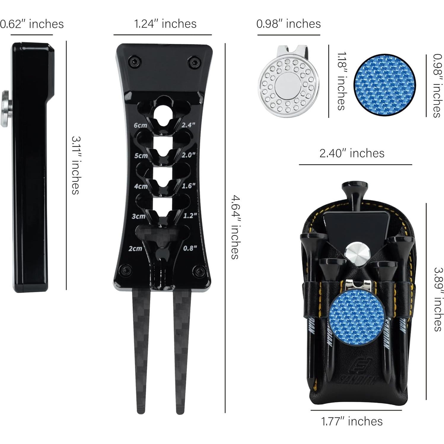 SANDIAN Kit Completo de Golf: Ajustador de Tee, Divot y Más