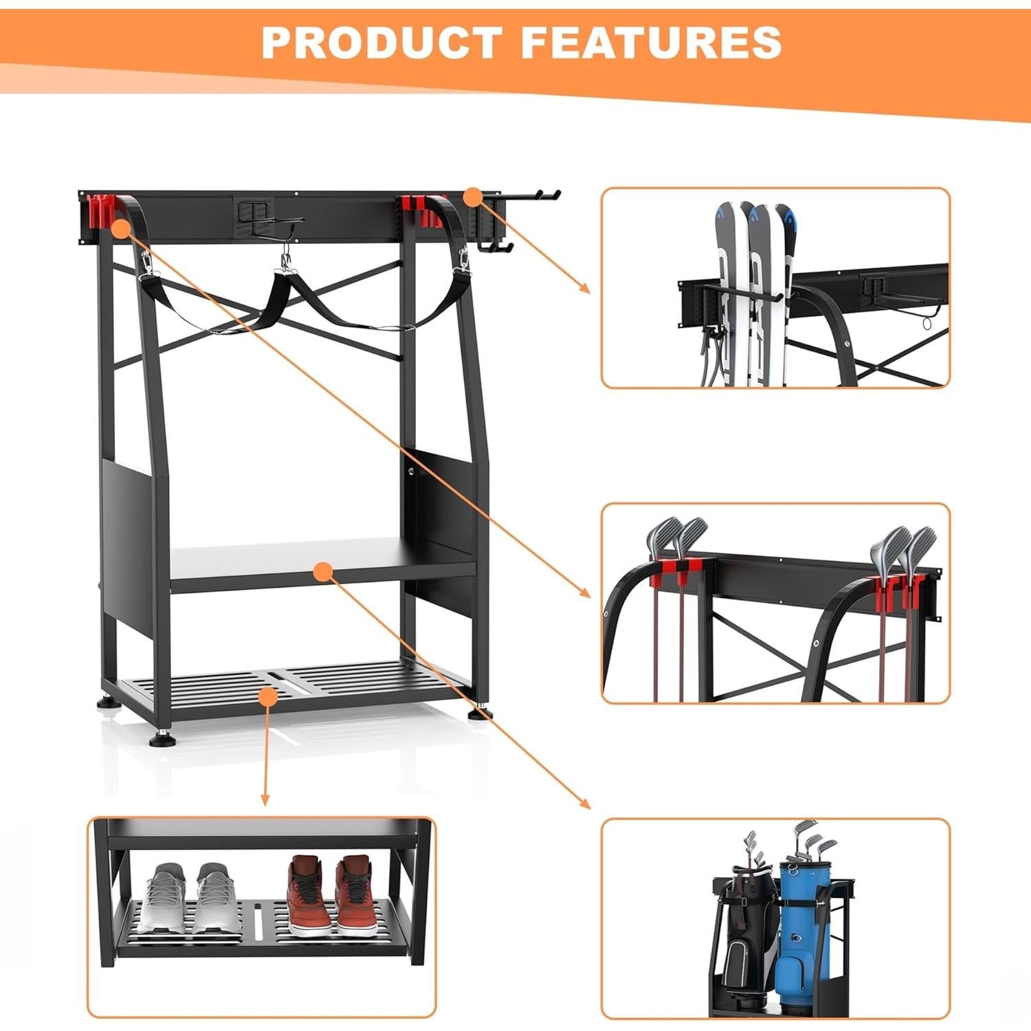 Organizador de Bolsa de Golf WALMANN para 2 Bolsas - Metal Negro