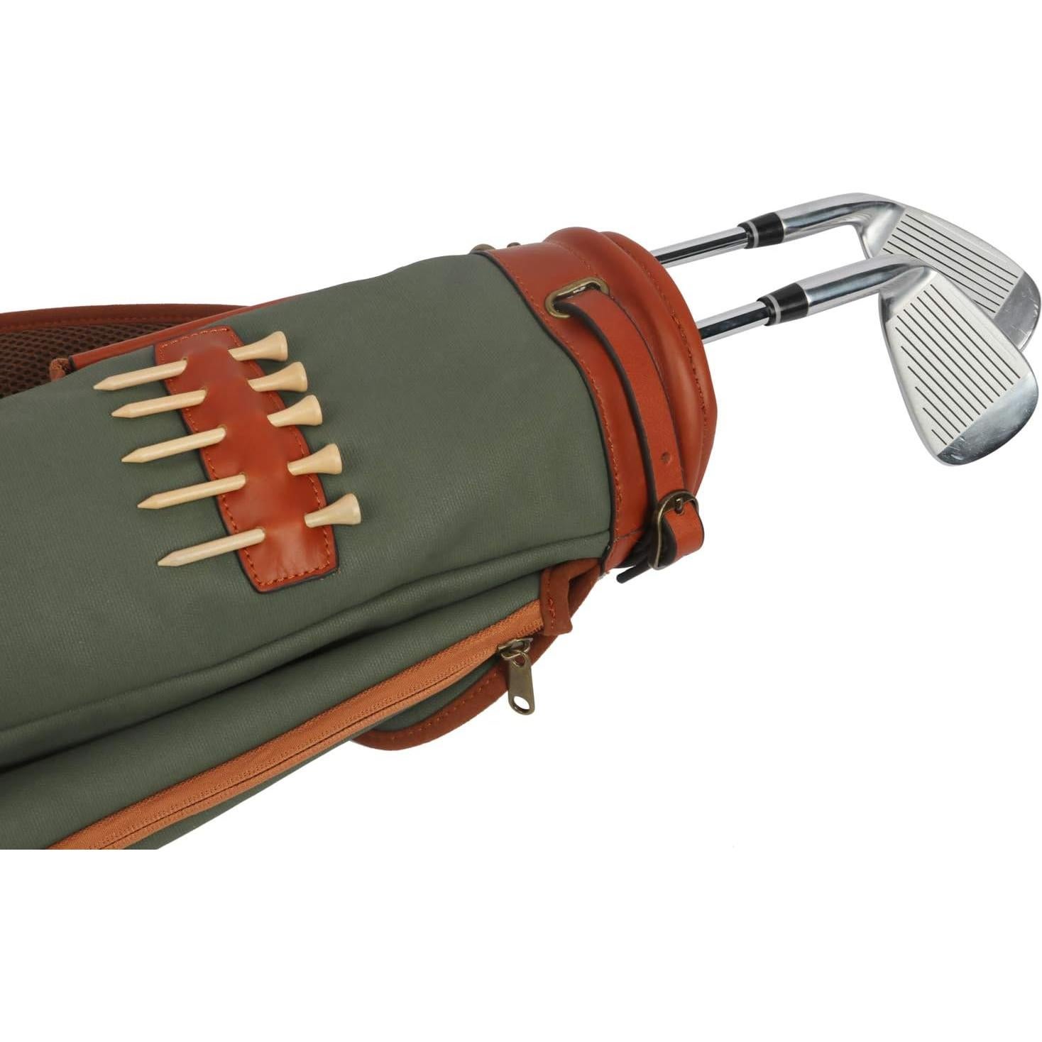 Bolsa de Transporte de Palos de Golf TOURBON 84cm Verde Lona Cuero