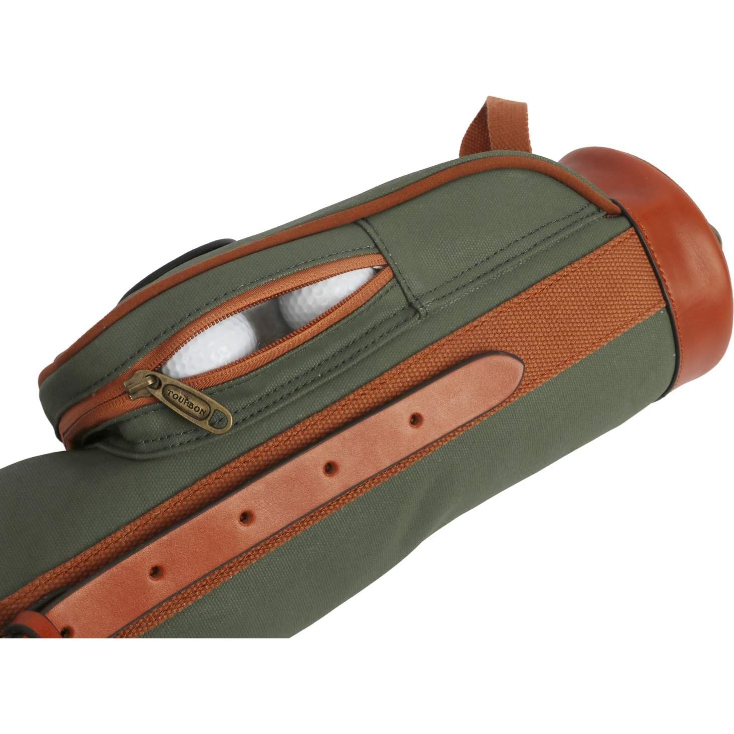 Bolsa de Transporte de Palos de Golf TOURBON 84cm Verde Lona Cuero