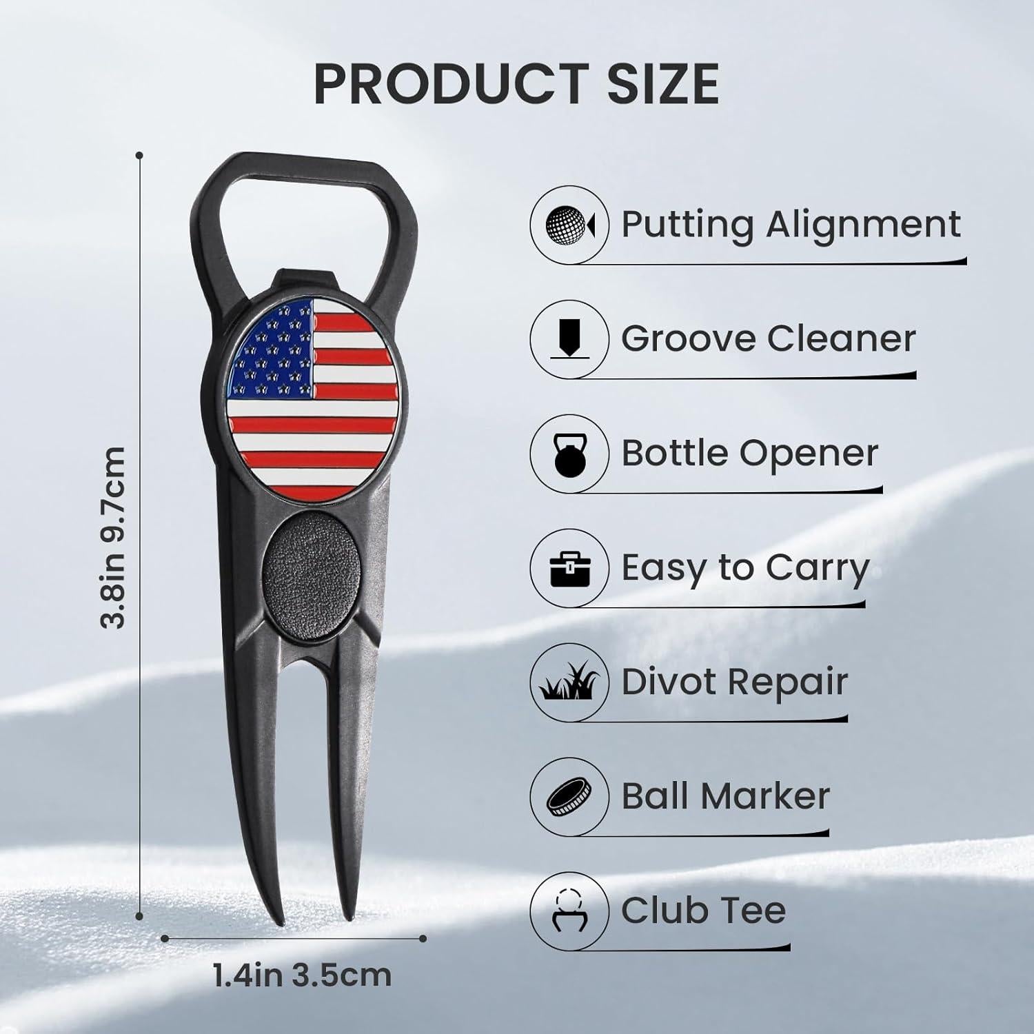 Herramienta de Golf 7-en-1 FINGER TEN con Agarre de Cuero