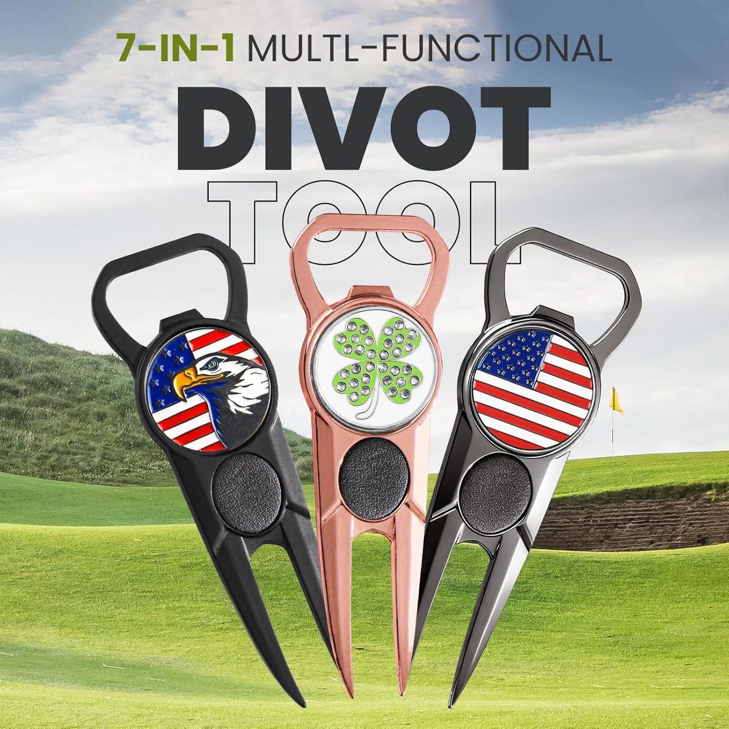 Herramienta de Golf 7-en-1 FINGER TEN con Agarre de Cuero