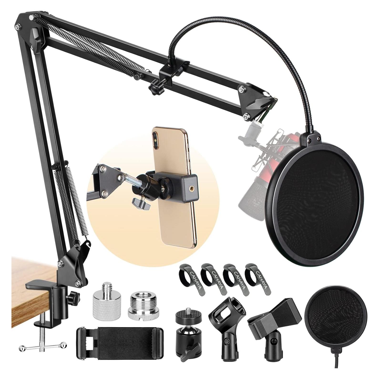 Soporte de Micrófono CAHAYA CY0263-1 con Filtro Antipop y Adaptadores