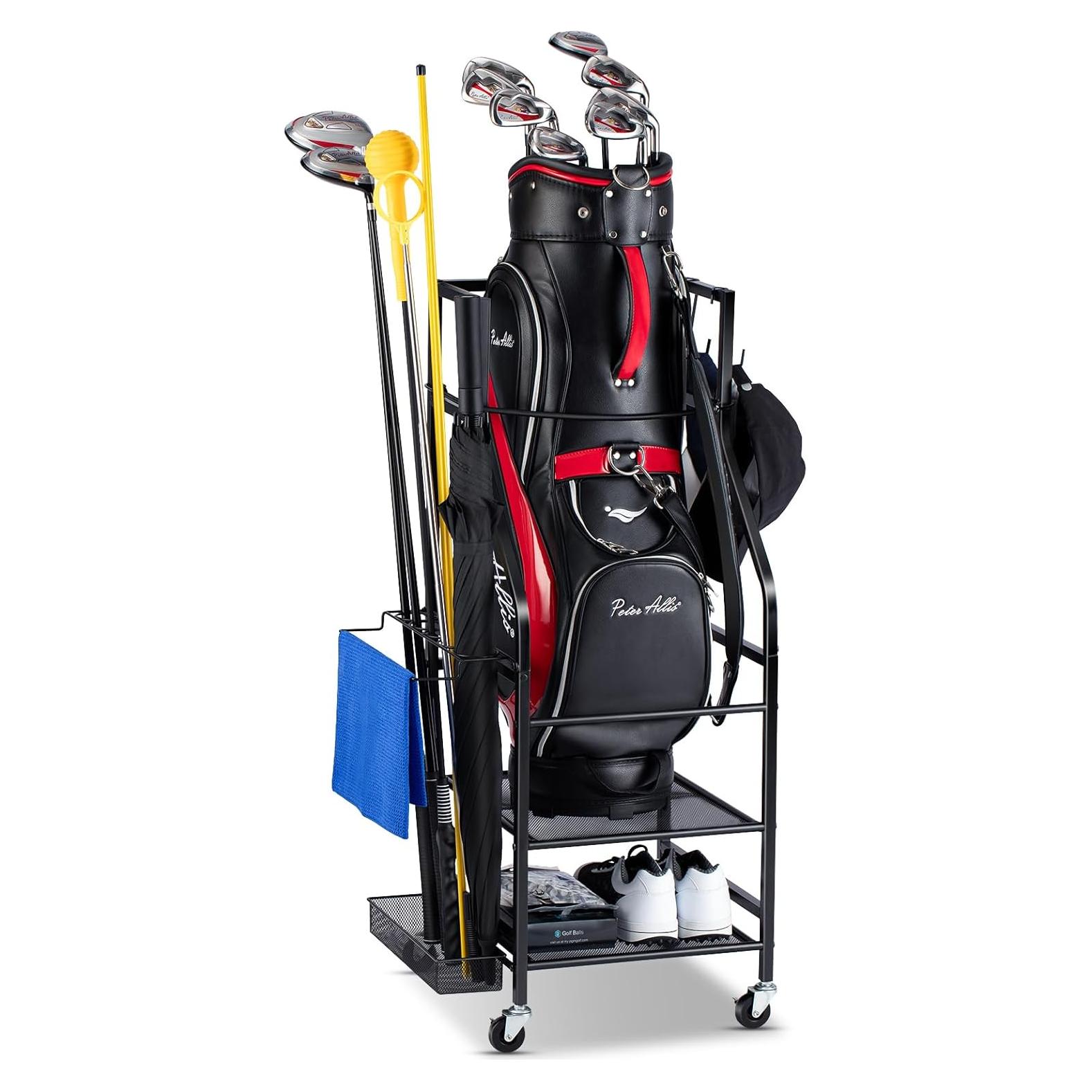 Organizador de Almacenamiento para Bolsas de Golf FHXZH - Estante con Ruedas